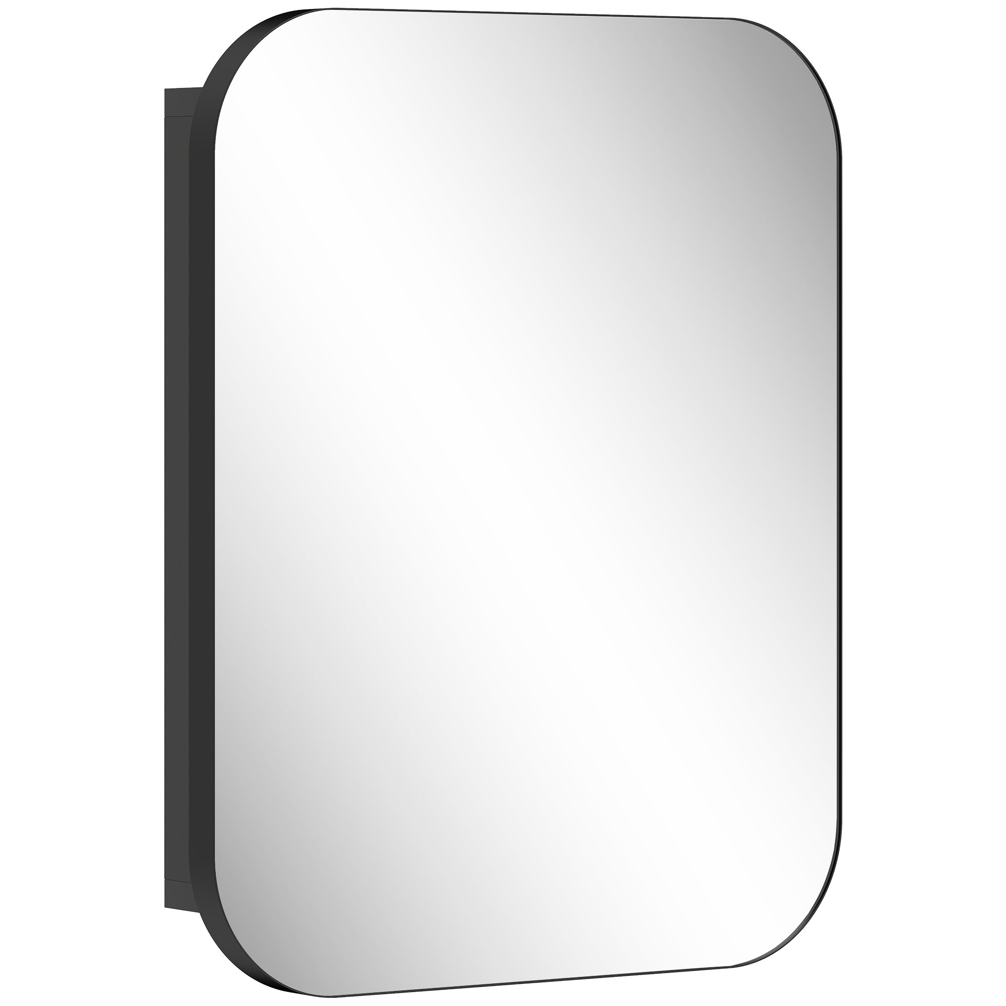 Bathroom Mirror Cabinet, Wall-Mounted with Adjustable Shelf, Black, 15.8 x 4.0 x 20.0 in