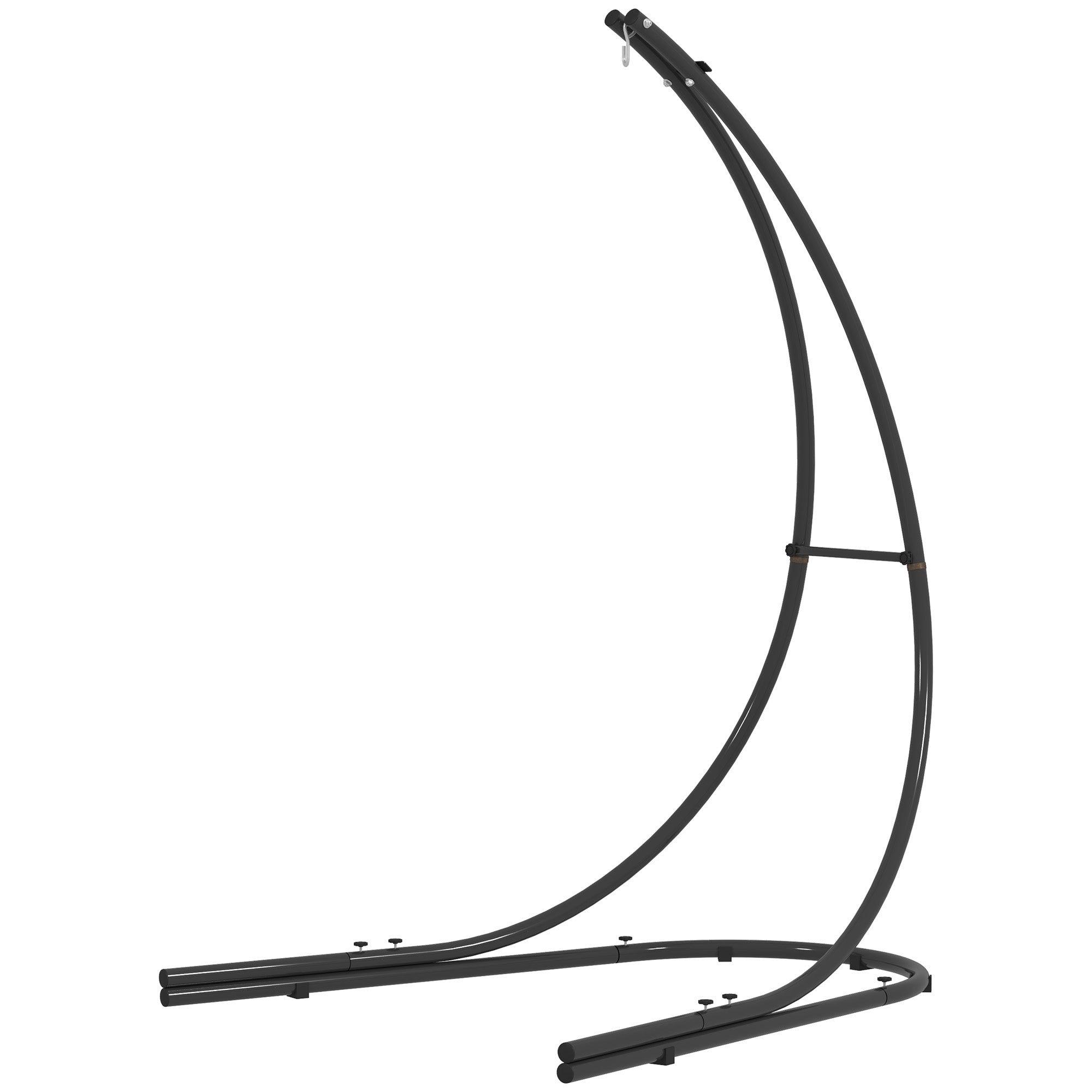 C-Shape Metal Stand for Hanging Chair with Base for Hanging Seat Swing Hammock Stand up to 150kg, Chair Stand for Indoor Outdoor Balcony, Terrace Black