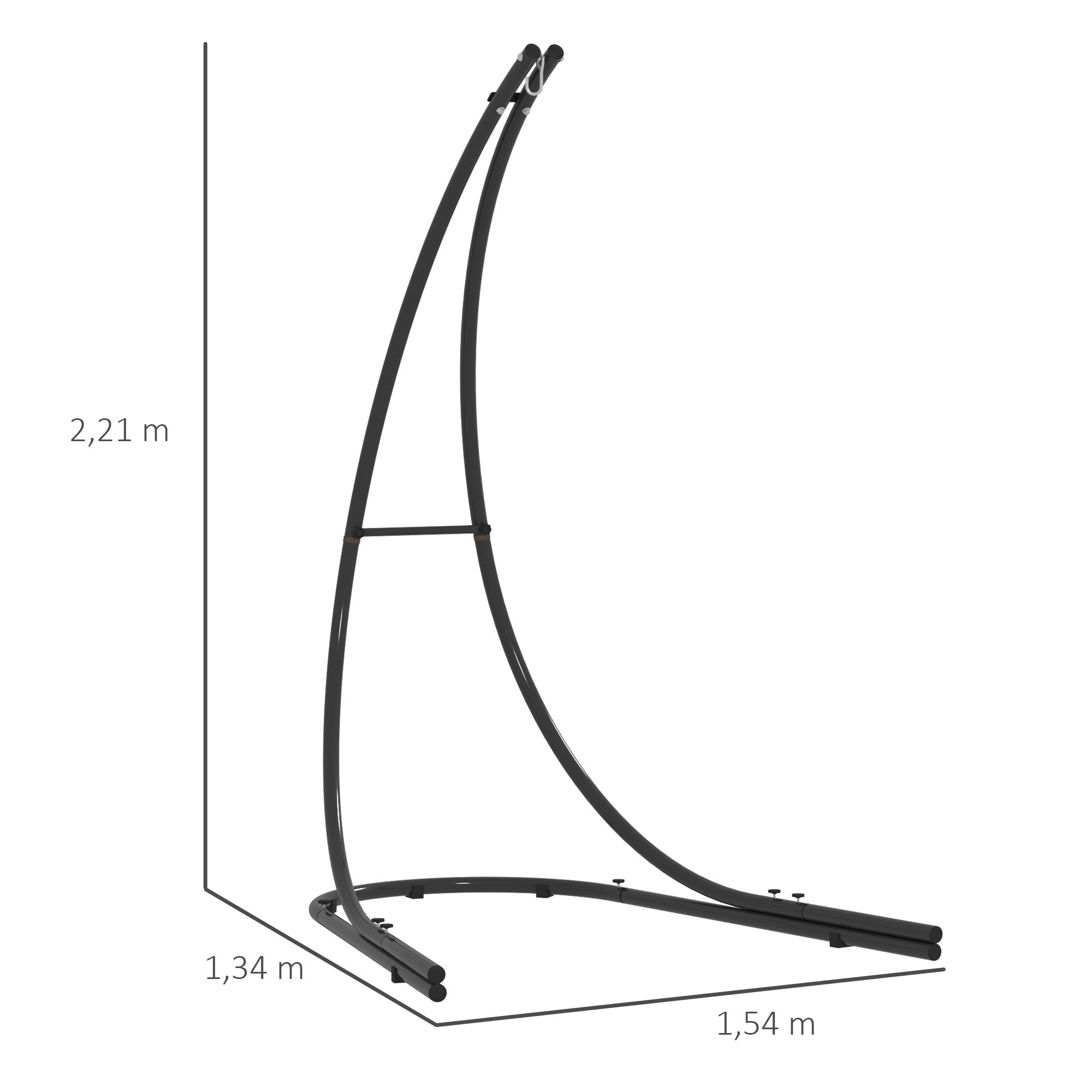 C-Shape Metal Stand for Hanging Chair with Base for Hanging Seat Swing Hammock Stand up to 150kg, Chair Stand for Indoor Outdoor Balcony, Terrace Black
