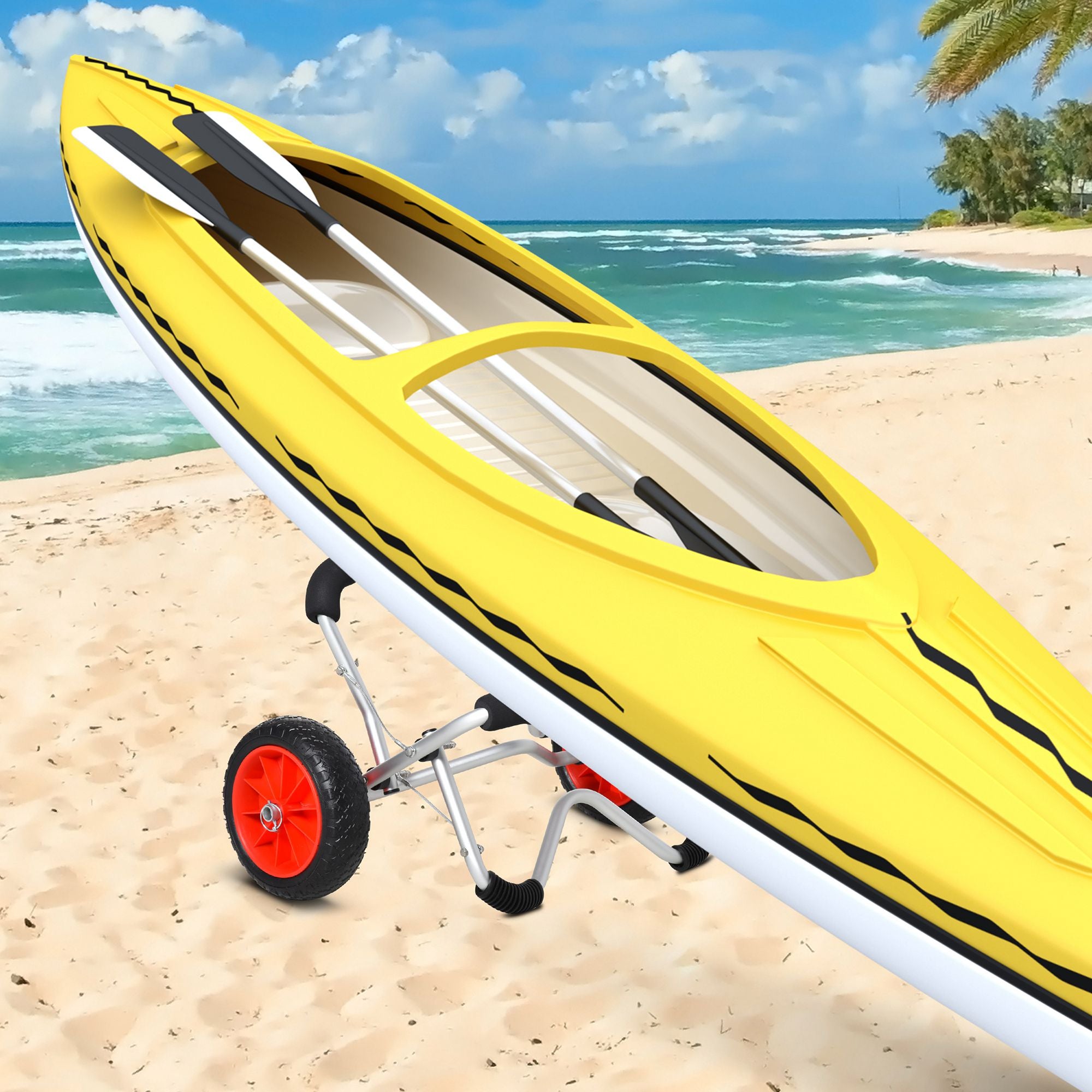 Kayak Cart Aluminum Boat Cart Foldable Transport Cart Faux Leather Tires Silver 75 kg 75 x 43 x 46 cm