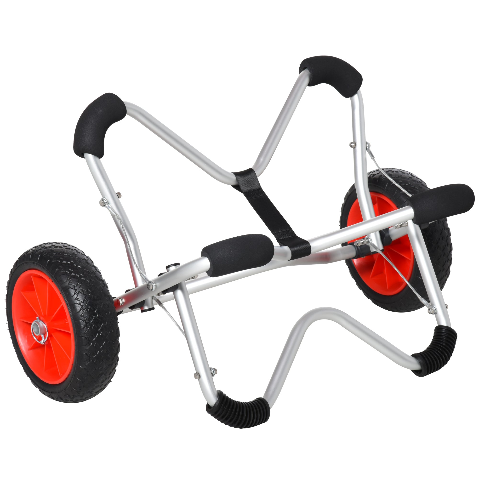 Kayak Cart Aluminum Boat Cart Foldable Transport Cart Faux Leather Tires Silver 75 kg 75 x 43 x 46 cm