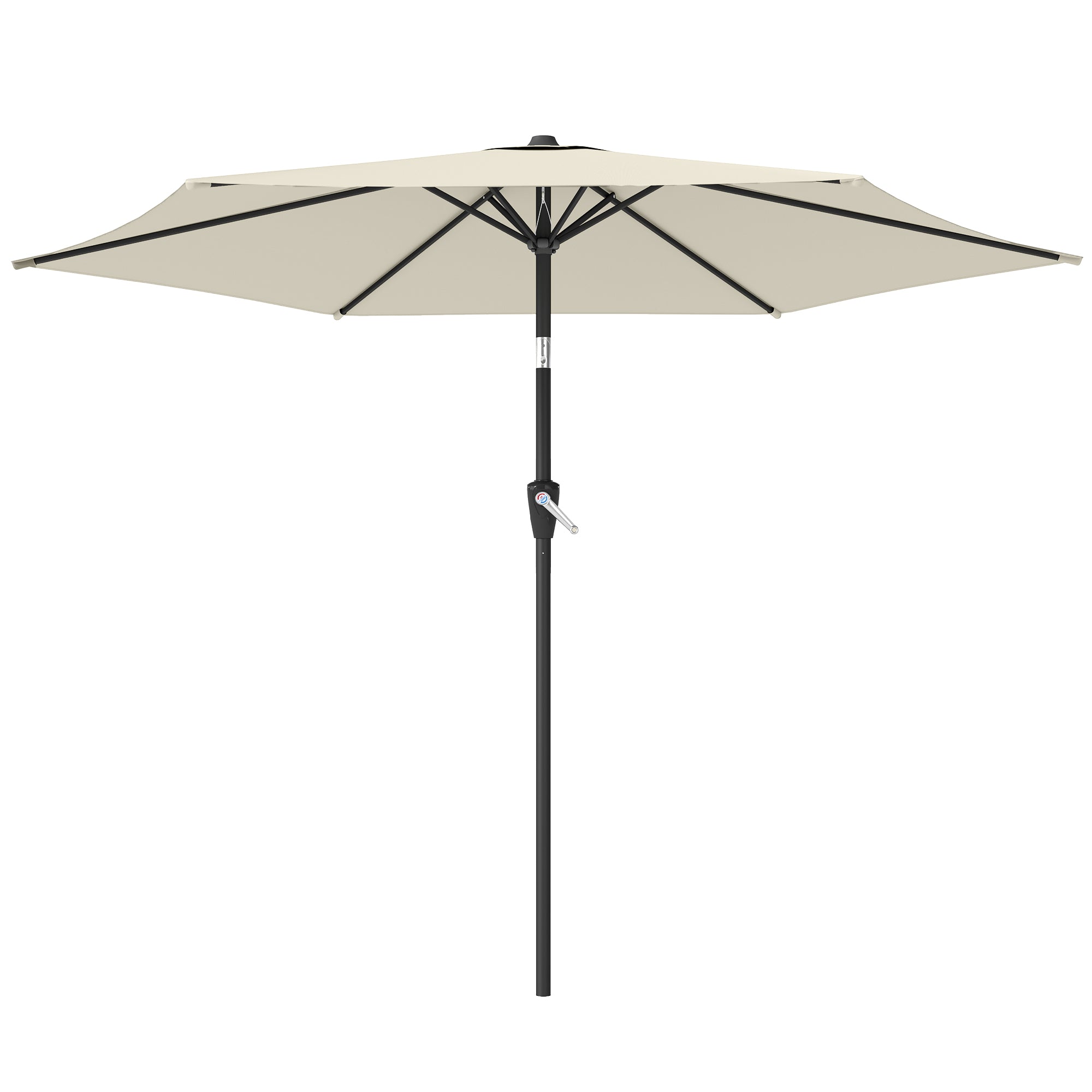 270 cm (106 in) Tiltable Patio Umbrella with Crank, UPF 50+ Garden Parasol — Wind-Resistant, Stable Market Umbrella for Garden, Balcony, Terrace — Cream White