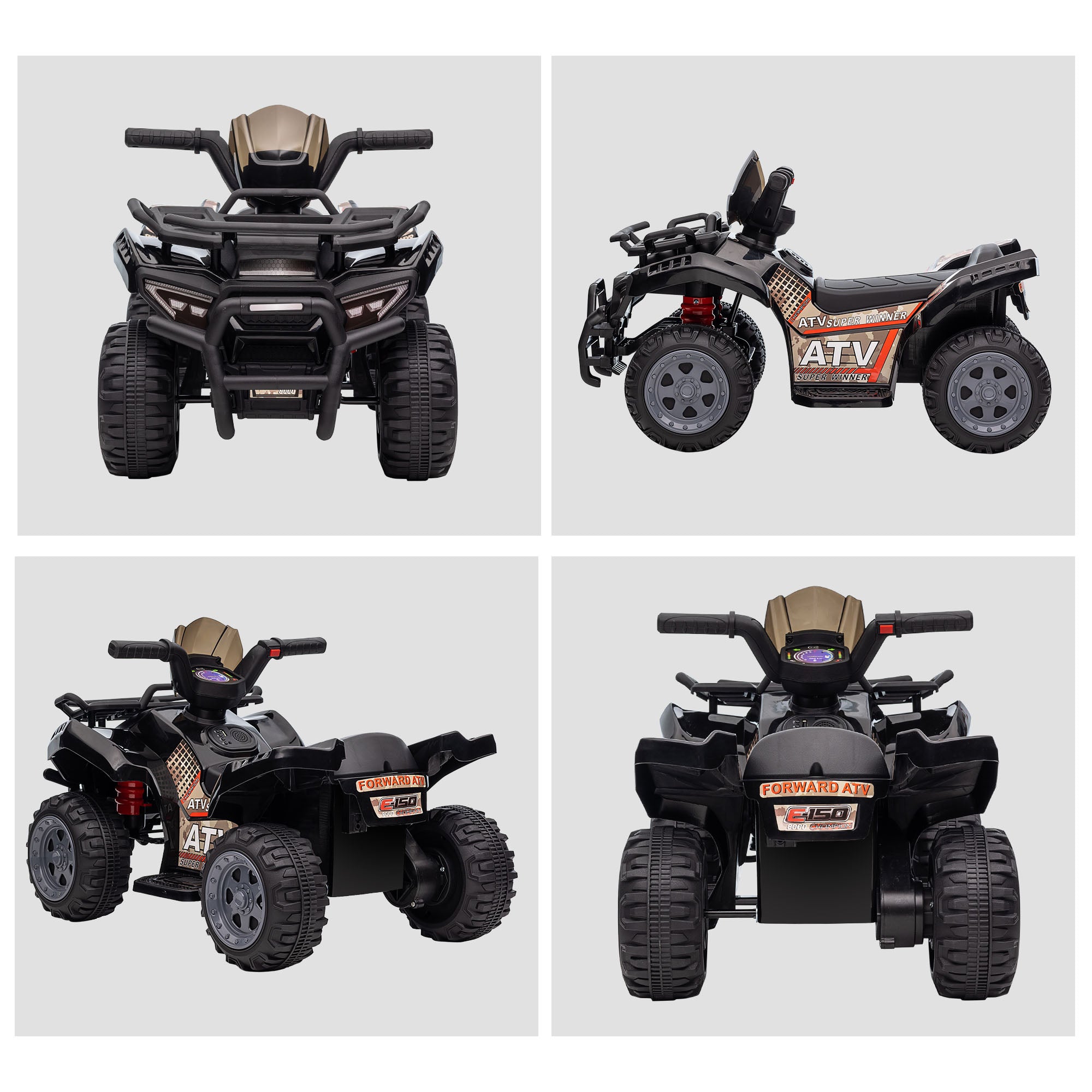 Kids Quad Electric 6V Children's Quad with Forward Function, Music, Electric Quad for Kids 1.5-3 Years Black