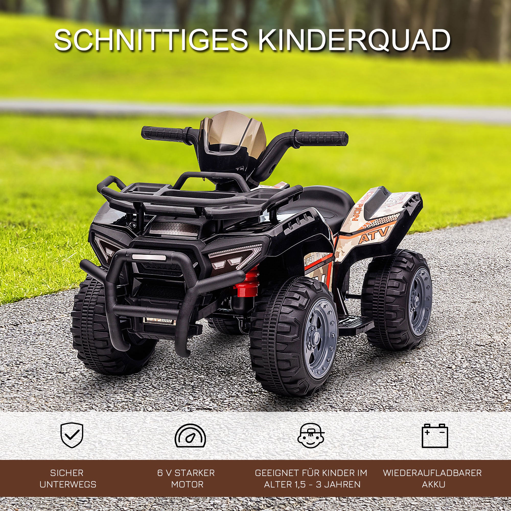 Kids Quad Electric 6V Children's Quad with Forward Function, Music, Electric Quad for Kids 1.5-3 Years Black