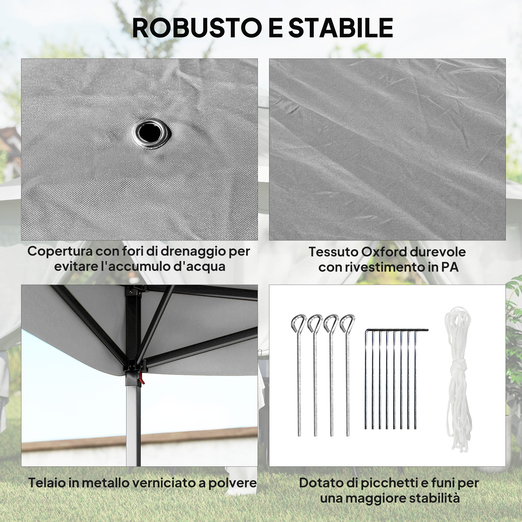 Pop Up Gazebo 3.3x3.3 m Height Adjustable on 3 Levels with Mosquito Nets, Side Panels, and Carry Bag, Outdoor Gazebo with Double Metal Roof and Oxford Fabric, Dark Grey
