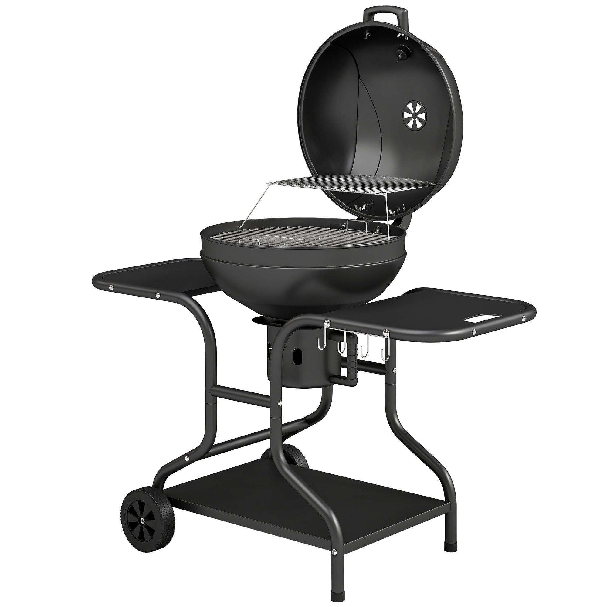 Charcoal Kettle Grill with Side Tables, Lid Thermometer & Wheels — 50.8 x 25.0 x 41.9 in (129 x 63.5 x 106.5 cm)