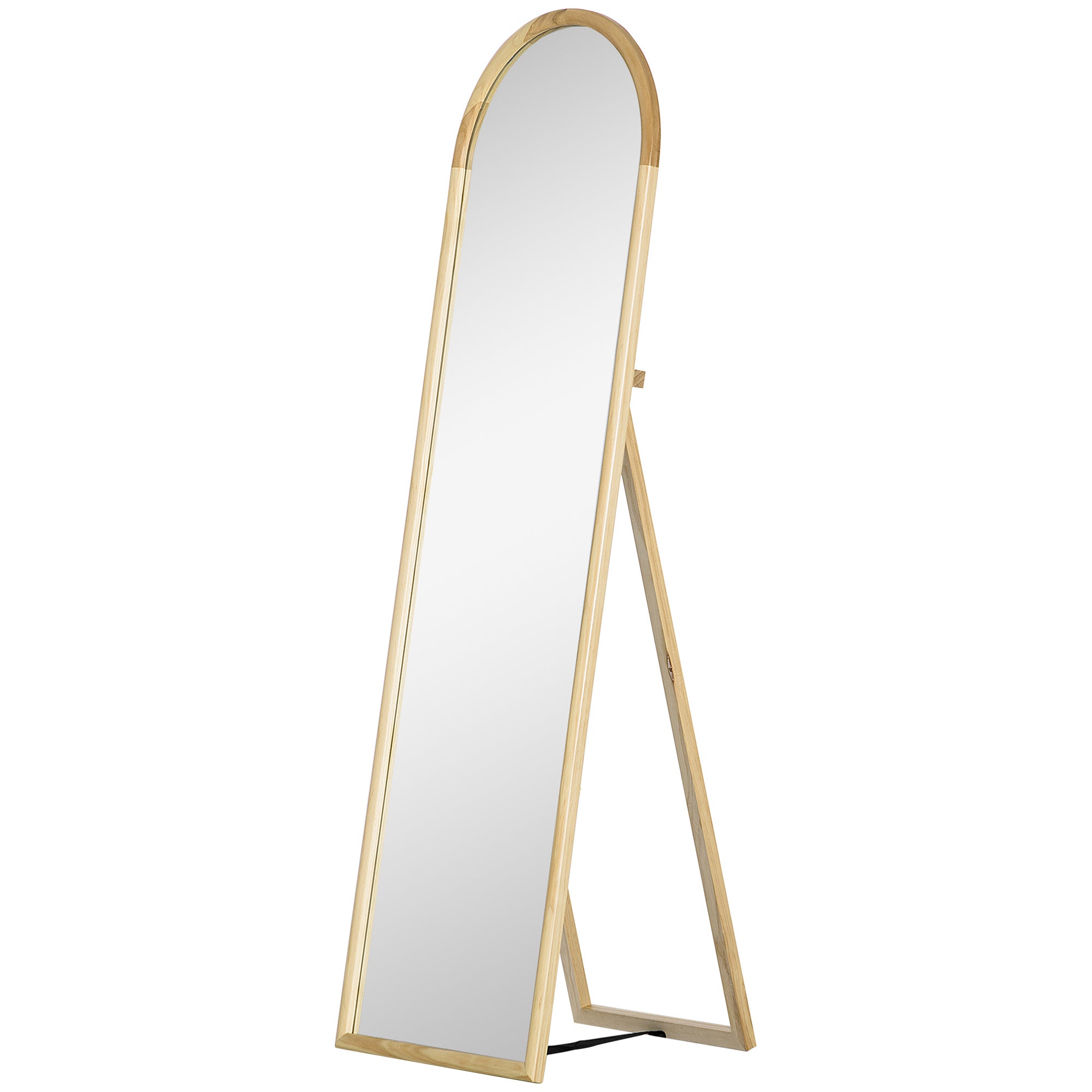 Wooden Floor Mirror in rectangular round shape with Scandinavian Style for Entryway, Bedroom, Dressing room, Dimensions 148L x 41W cm