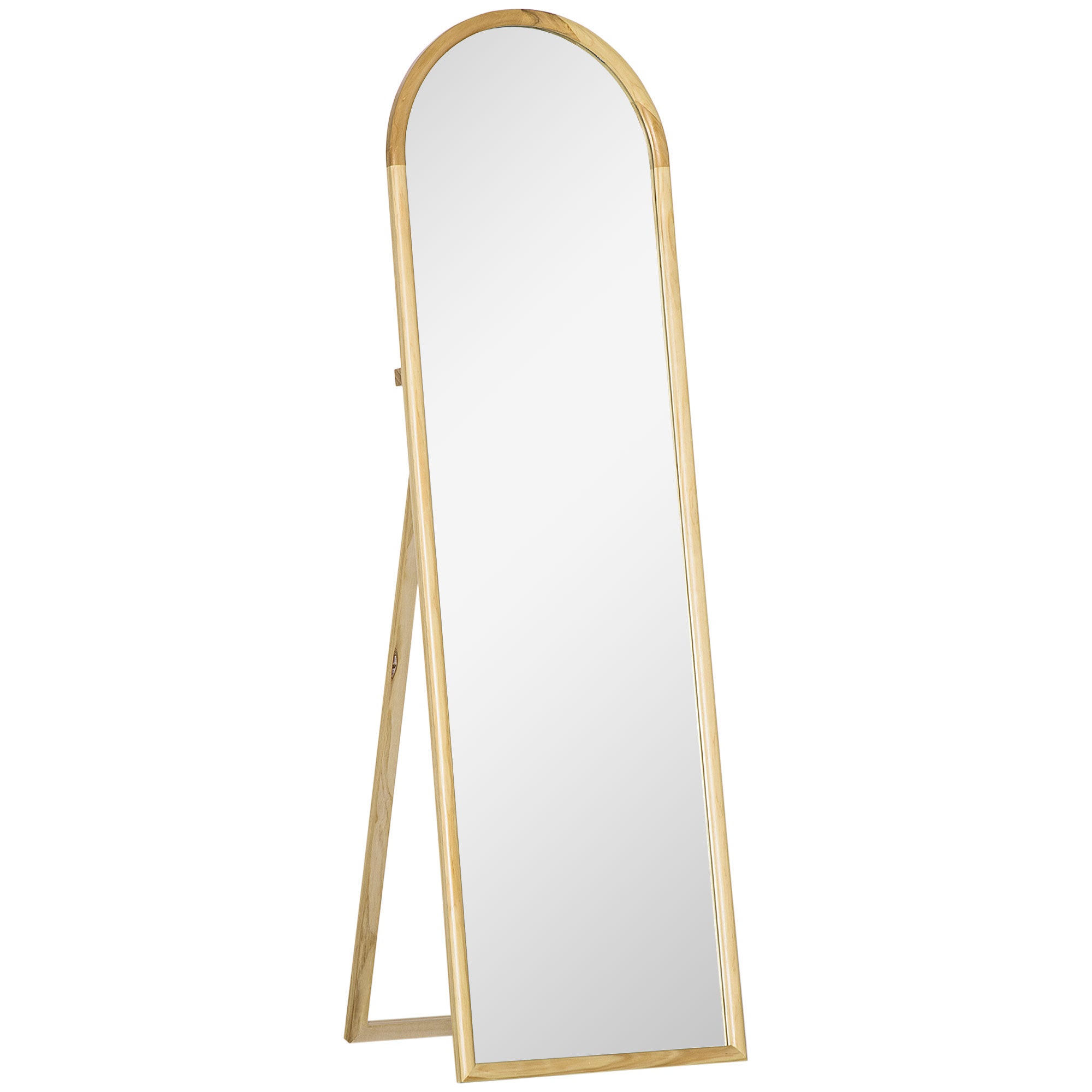Wooden Floor Mirror in rectangular round shape with Scandinavian Style for Entryway, Bedroom, Dressing room, Dimensions 148L x 41W cm