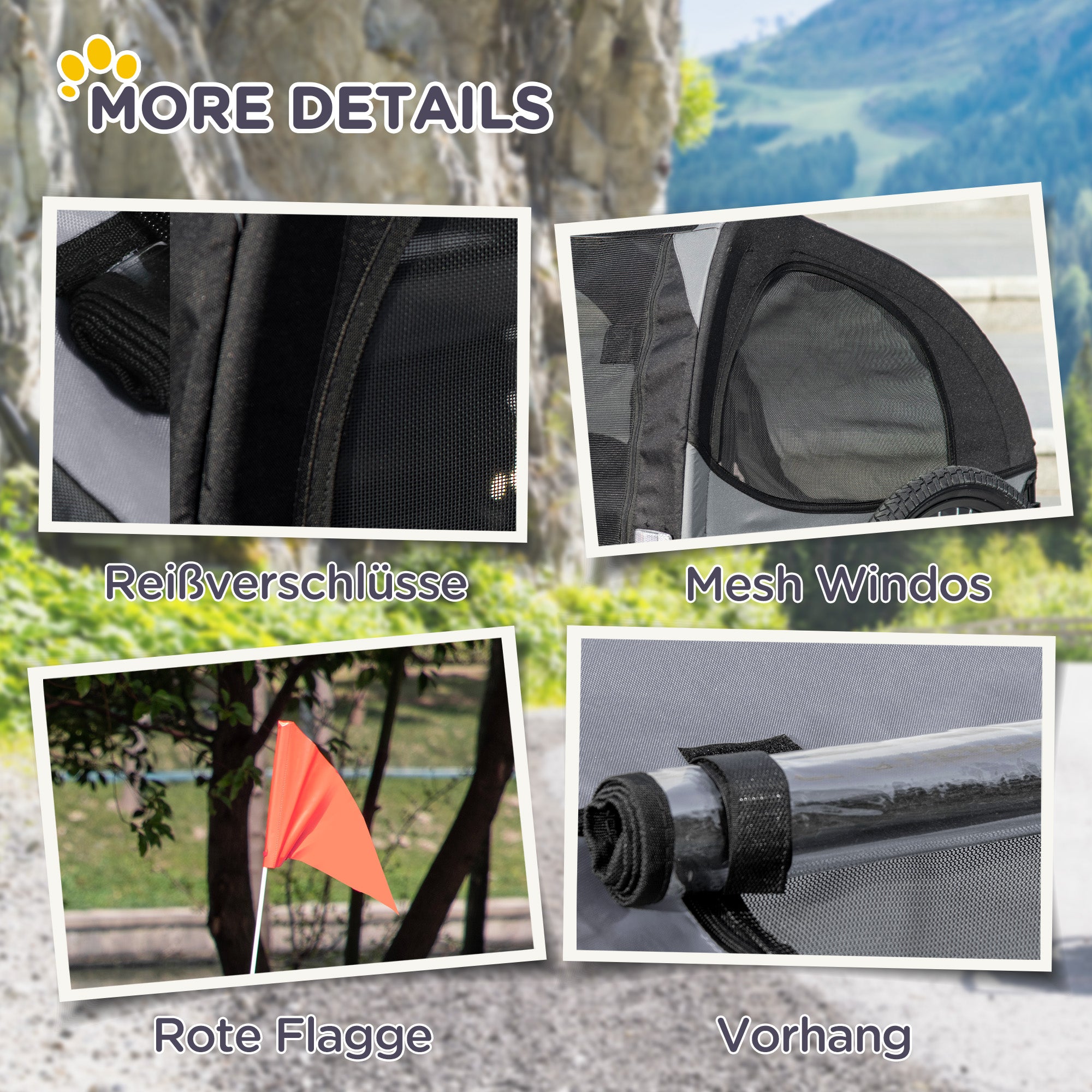 Dog Trailer, Foldable Pet Bike Trailer, Quick Release Wheels, Water Resistant, Oxford Fabric, Steel, 140 x 71 x 83 cm, Black