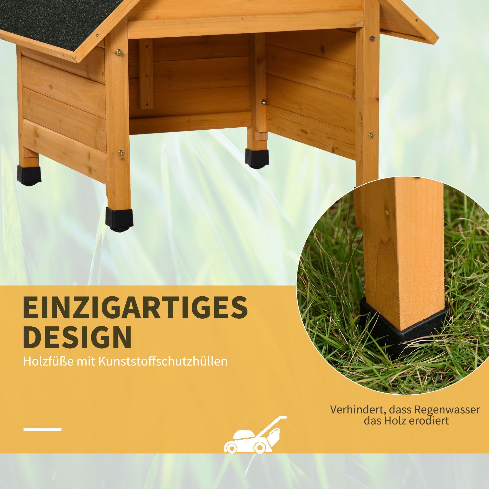Wooden Garage for Lawn Mower Robot Mowing Robot Garage Carport for Lawn Robot Sun & Rain Protection Yellow 75 x 76 x 70 cm