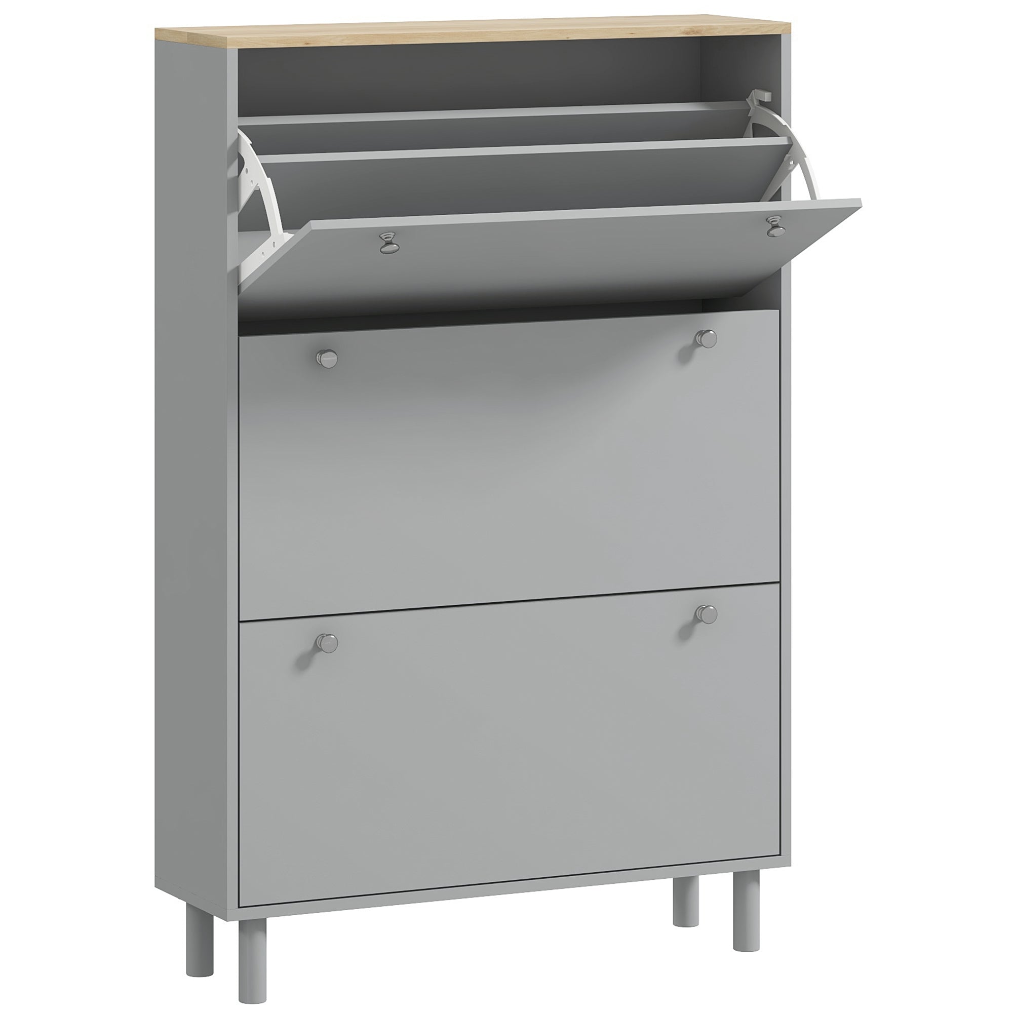 Shoe Cabinet for 24 Pairs, Narrow Shoe Cabinet, Entryway Furniture with 3 Tilting Drawers and Adjustable Shelves, for Hallway and Entrance, 80x23.5x121cm, Gray