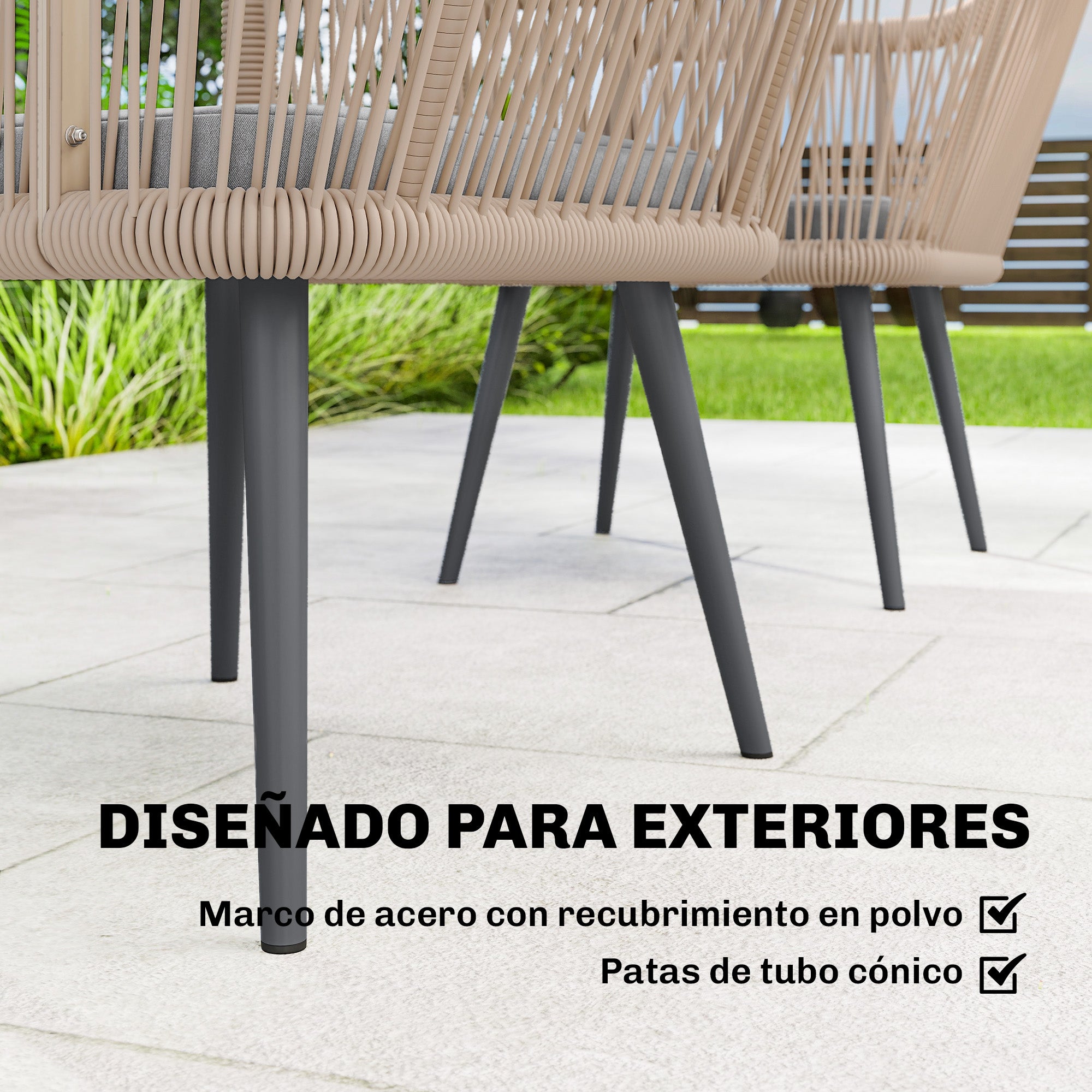 Set of 2 Outdoor Rattan Garden Chairs with Cushions, Armrests & Steel Frame — Weather-Resistant for Balcony/Patio, Light Gray (21.3 x 25.6 x 31.5 in)
