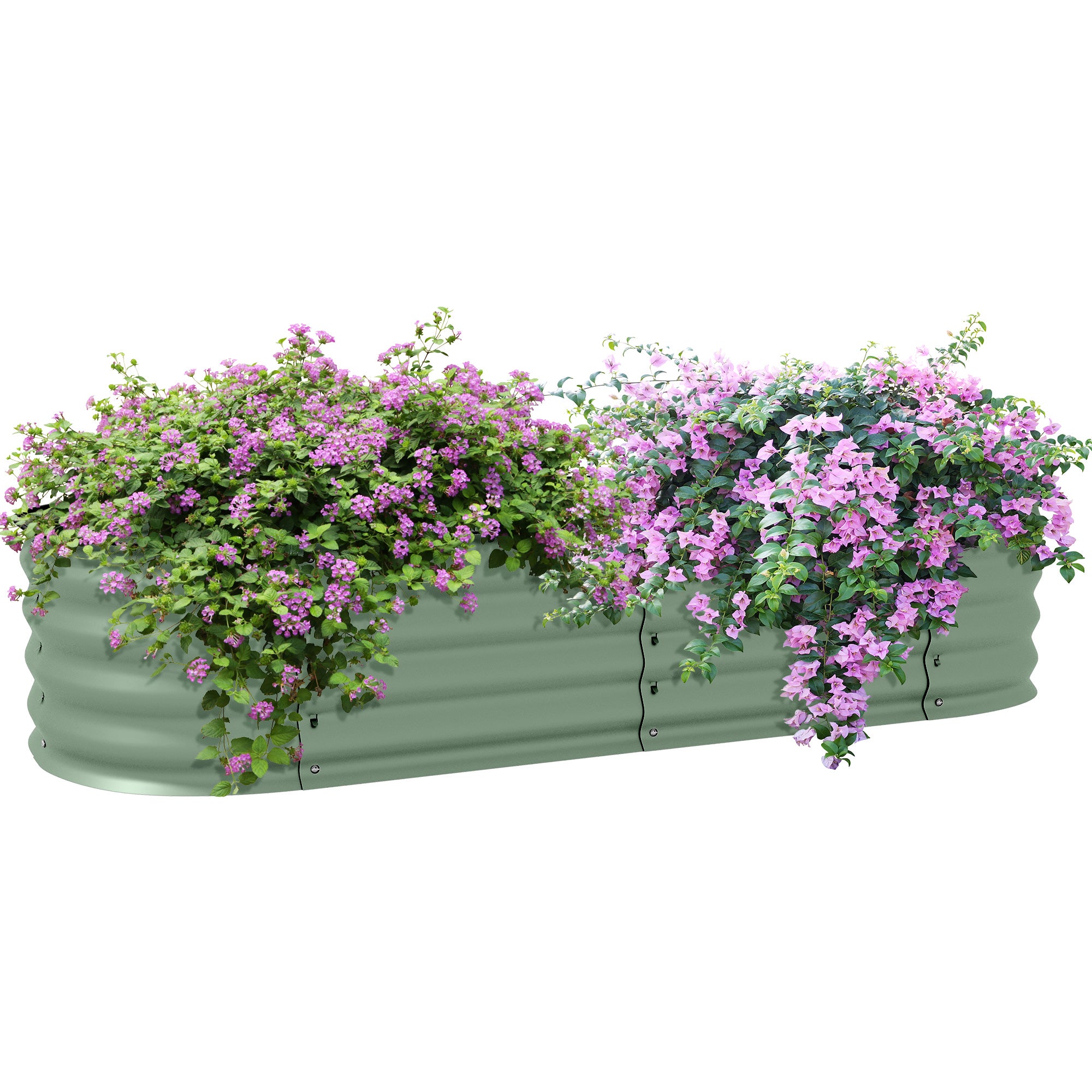 Modular Raised Garden Bed 150x62x30cm, Galvanized Steel Planter Box with Open Bottom, Green