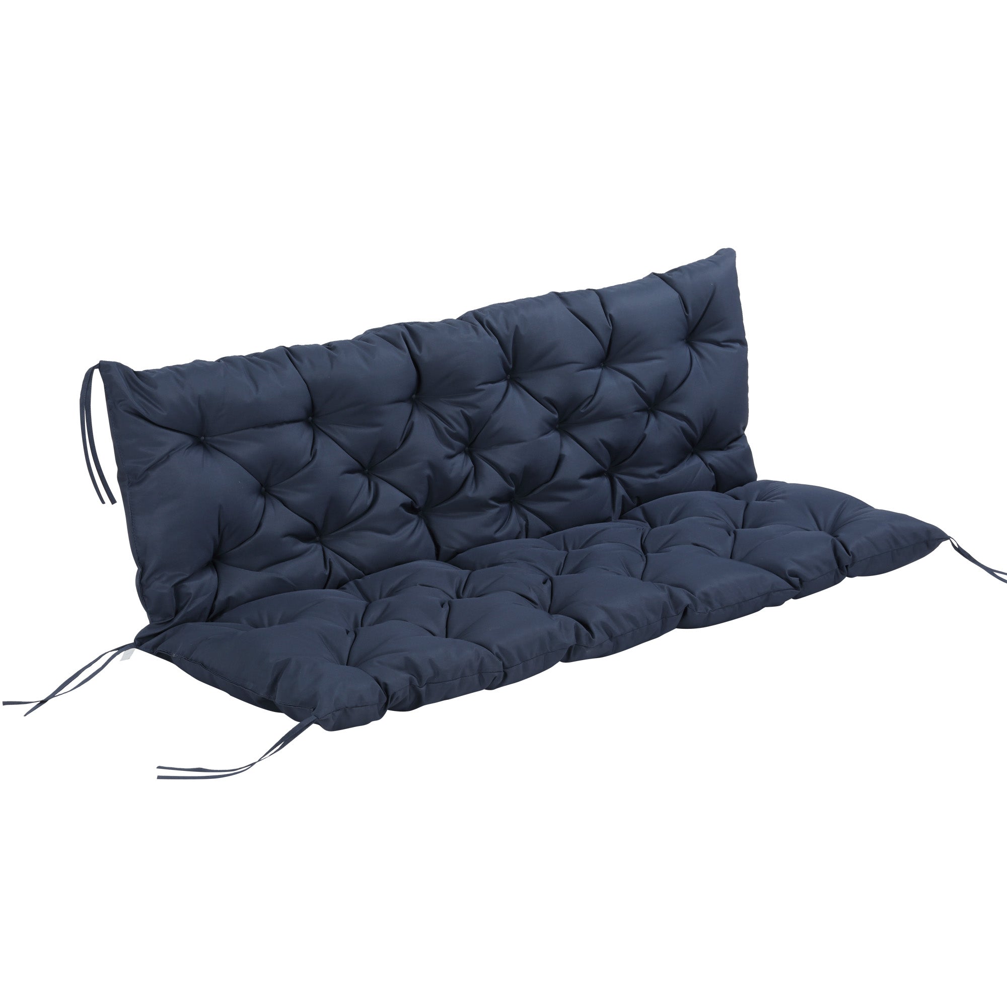 3 Seater Bench Cushion 150 x 98 x 8 cm Seat Pad with Straps Back Cushion for Indoor/Outdoor Upholstery Cushion for Bench Garden Bench Garden Furniture Hanging Chairs Dark Blue