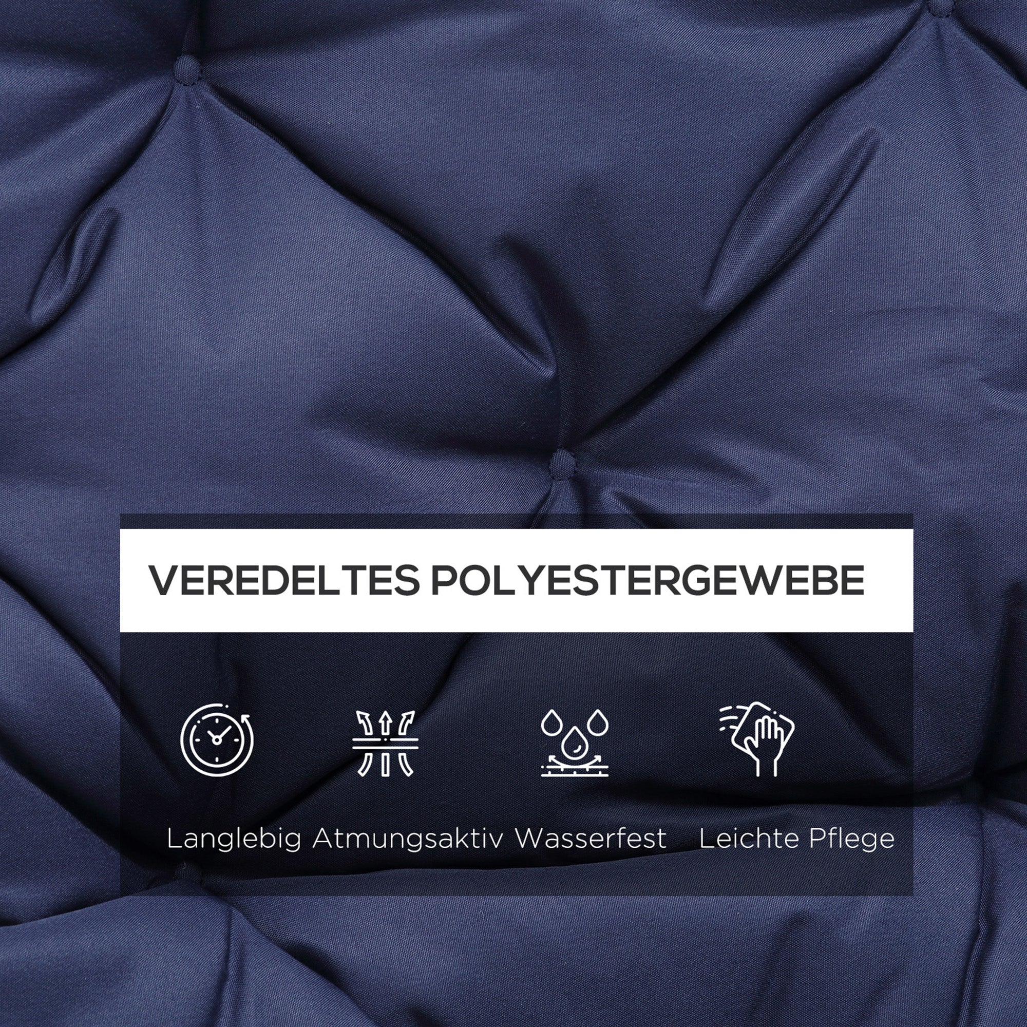 3 Seater Bench Cushion 150 x 98 x 8 cm Seat Pad with Straps Back Cushion for Indoor/Outdoor Upholstery Cushion for Bench Garden Bench Garden Furniture Hanging Chairs Dark Blue