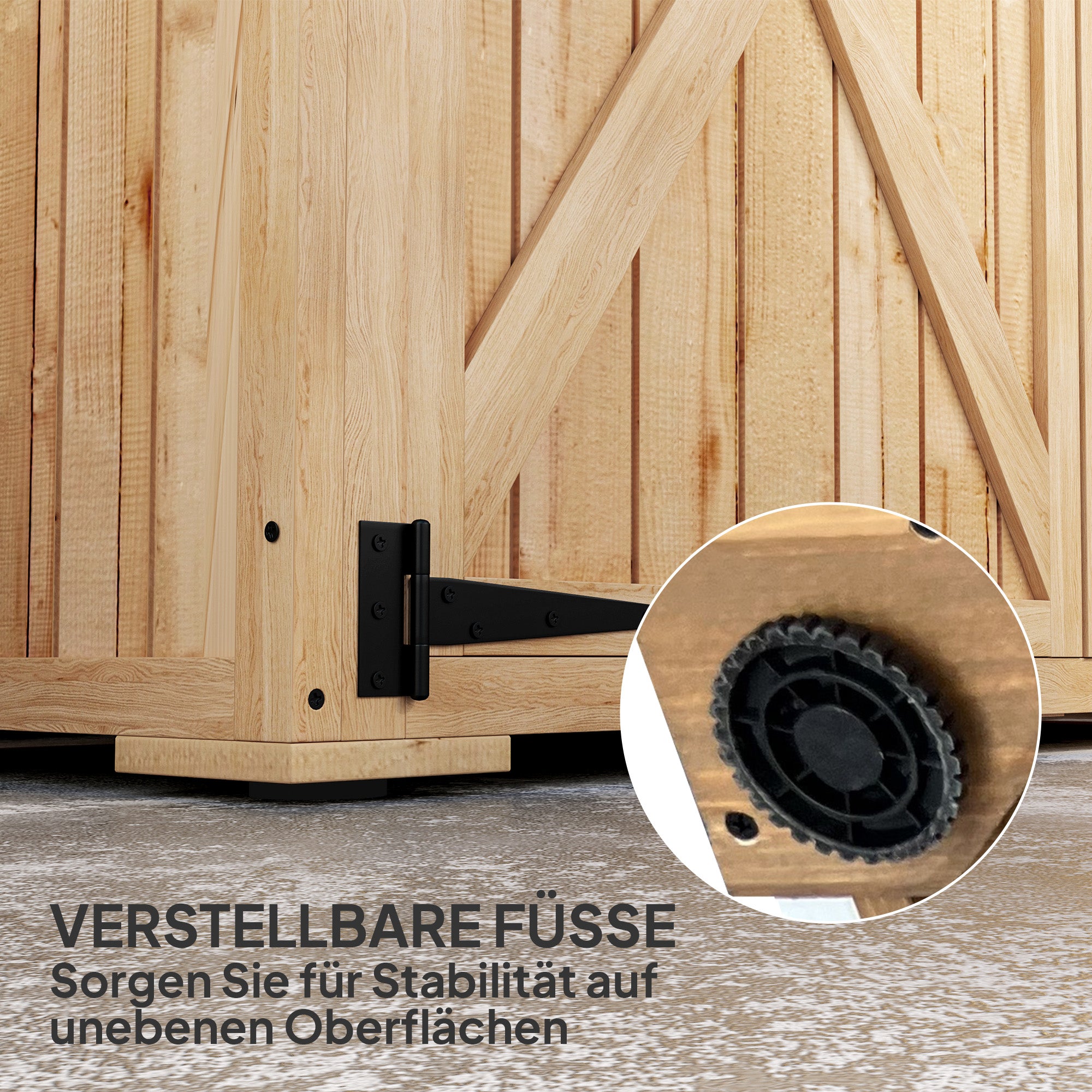 Garden Cabinet Wood, Tool Shed with Lockable Double Door Asphalt Roof Shelf 116.5x57x167cm, Weatherproof Tool Cabinet, Tool Shed for Garden, Terrace, Natural Wood