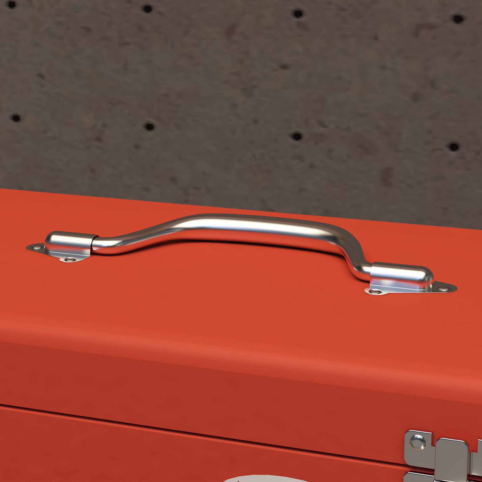 empty tool box, 45 x 24 x 27 cm tool chest with 3 drawers, upper storage compartment, handle, tool box with 2 locks, steel, red