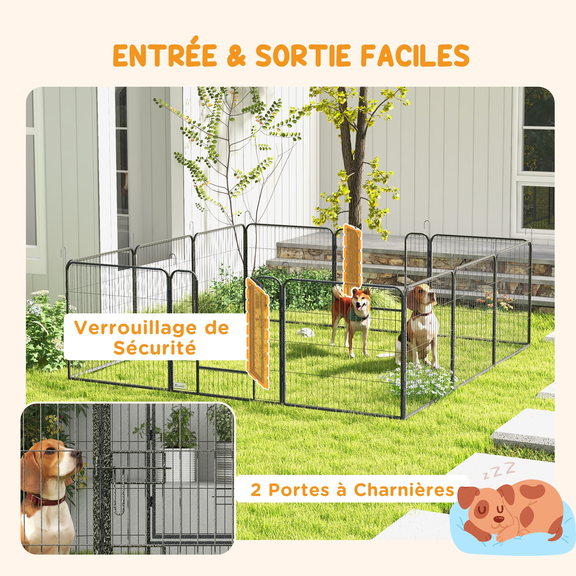 Deluxe Modular Steel Epoxy Enclosure with Lockable Door for Dogs, Rabbits, Rodents, Small Animals, Indoor and Outdoor 80 x 80 cm Gray
