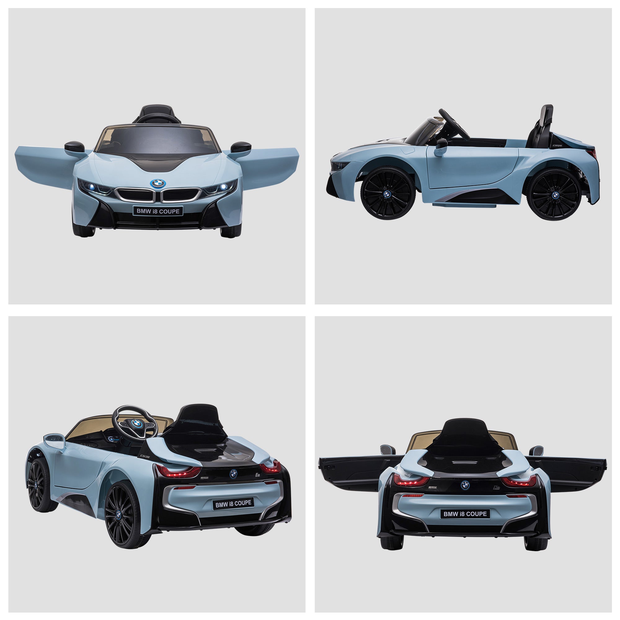 Electric Car for Kids 3-8 years 6V BMW I8 Coupe License with Remote Control, 2 Doors, Lights and Music, Electric Car in PP and Metal, 115x72.5x46 cm, Blue