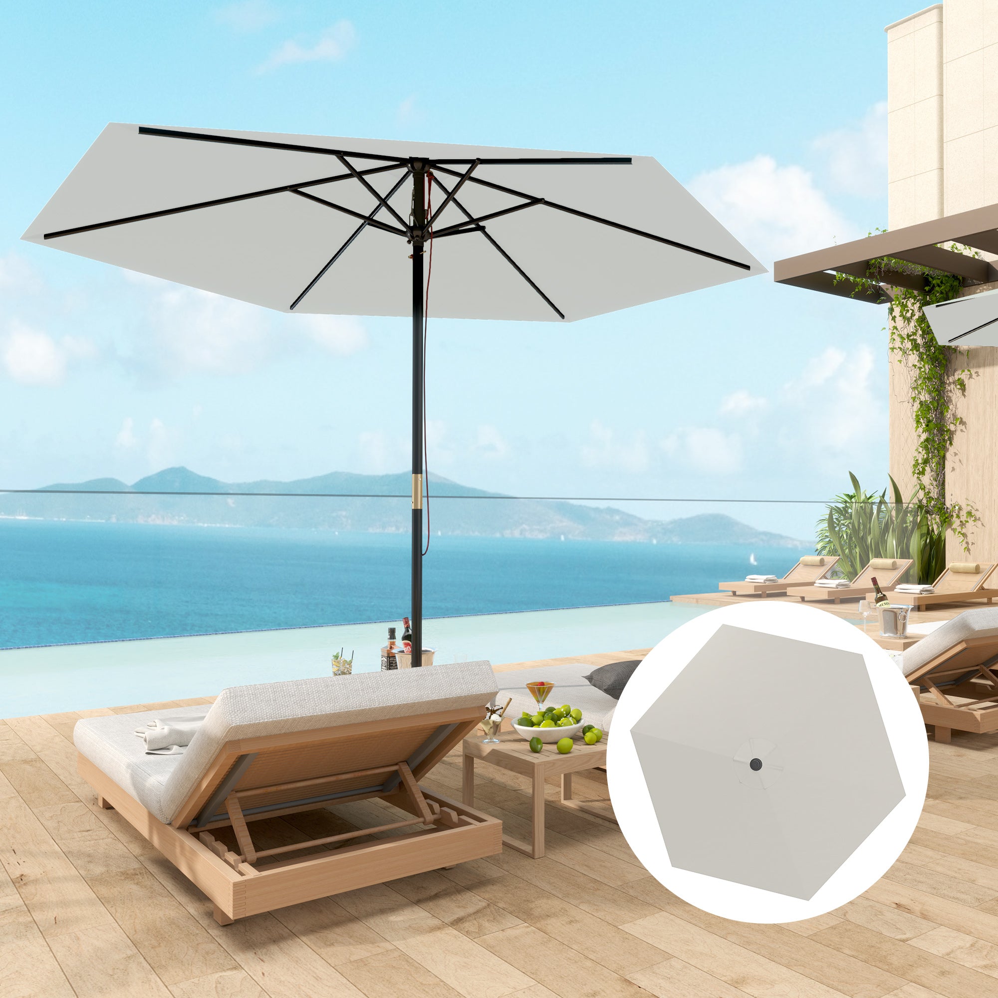 3m Umbrella Replacement Canopy Replacement Cover for Patio Umbrella with Superior Ventilation UV 30+ Protection Polyester Replacement Cover for Outdoor Parasol Cream