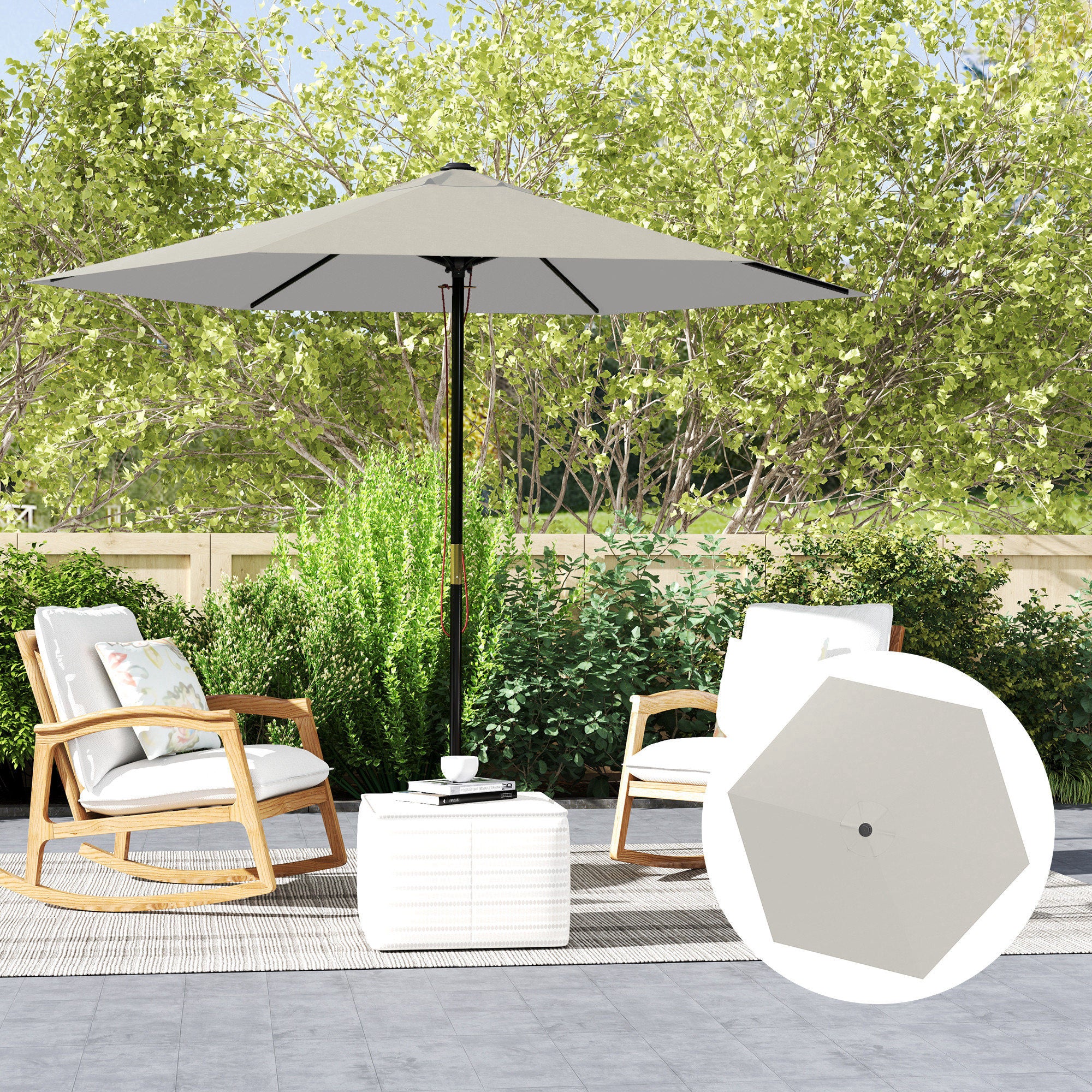 3m Umbrella Replacement Canopy Replacement Cover for Patio Umbrella with Superior Ventilation UV 30+ Protection Polyester Replacement Cover for Outdoor Parasol Cream