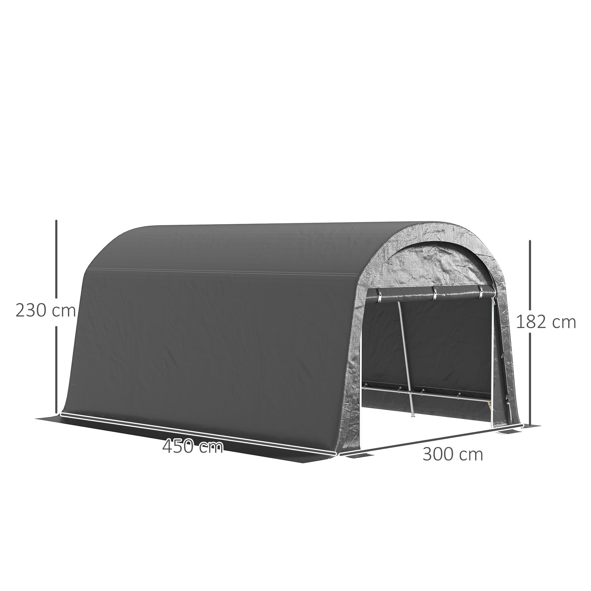 Bike Shed, Waterproof Bike Tent with Door, Anti-Dust Bike Cover, Shelter, Polyethylene Bike Shed Garage for Garden 300x450x230 cm, Dark Gray