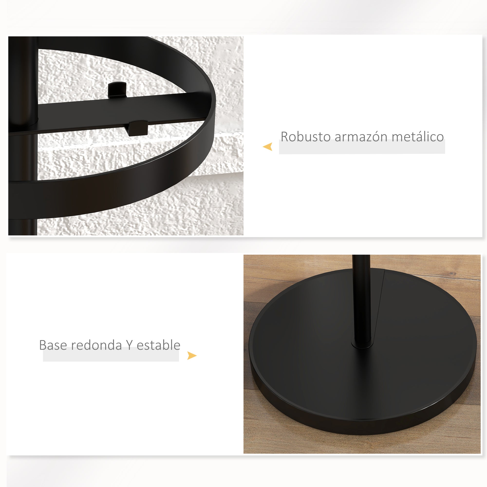 Freestanding Coat Rack with Umbrella Stand Metal Coat Stand with 12 Hanging Hooks for Umbrellas Bags Tree Shape for Hallway Entryway Bedroom Ø34x177 cm Black