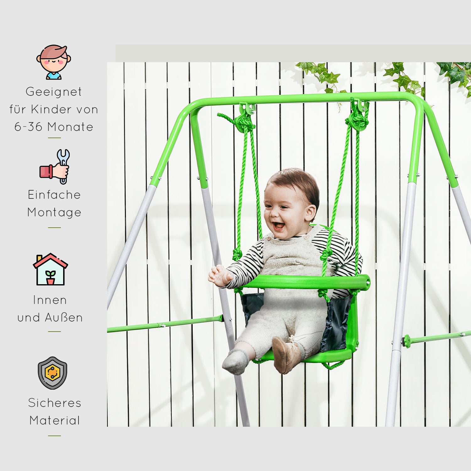 Baby Swing with Stand Kids Swing with Metal Frame Safety Belt Toddler Swing Swing Set for Indoor Outdoor Swing Seat Swing for Baby and Children