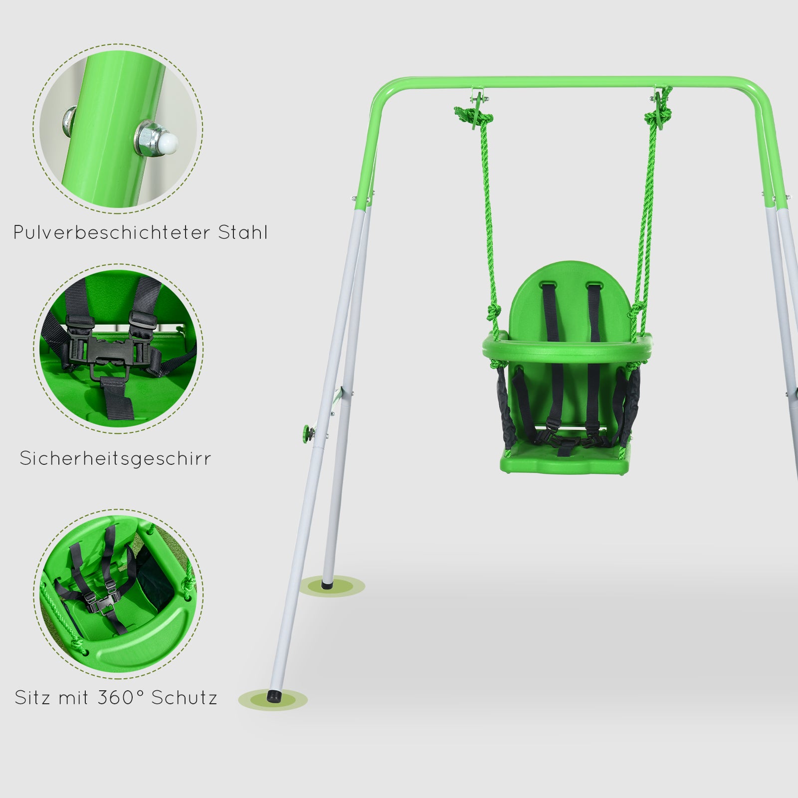 Baby Swing with Stand Kids Swing with Metal Frame Safety Belt Toddler Swing Swing Set for Indoor Outdoor Swing Seat Swing for Baby and Children