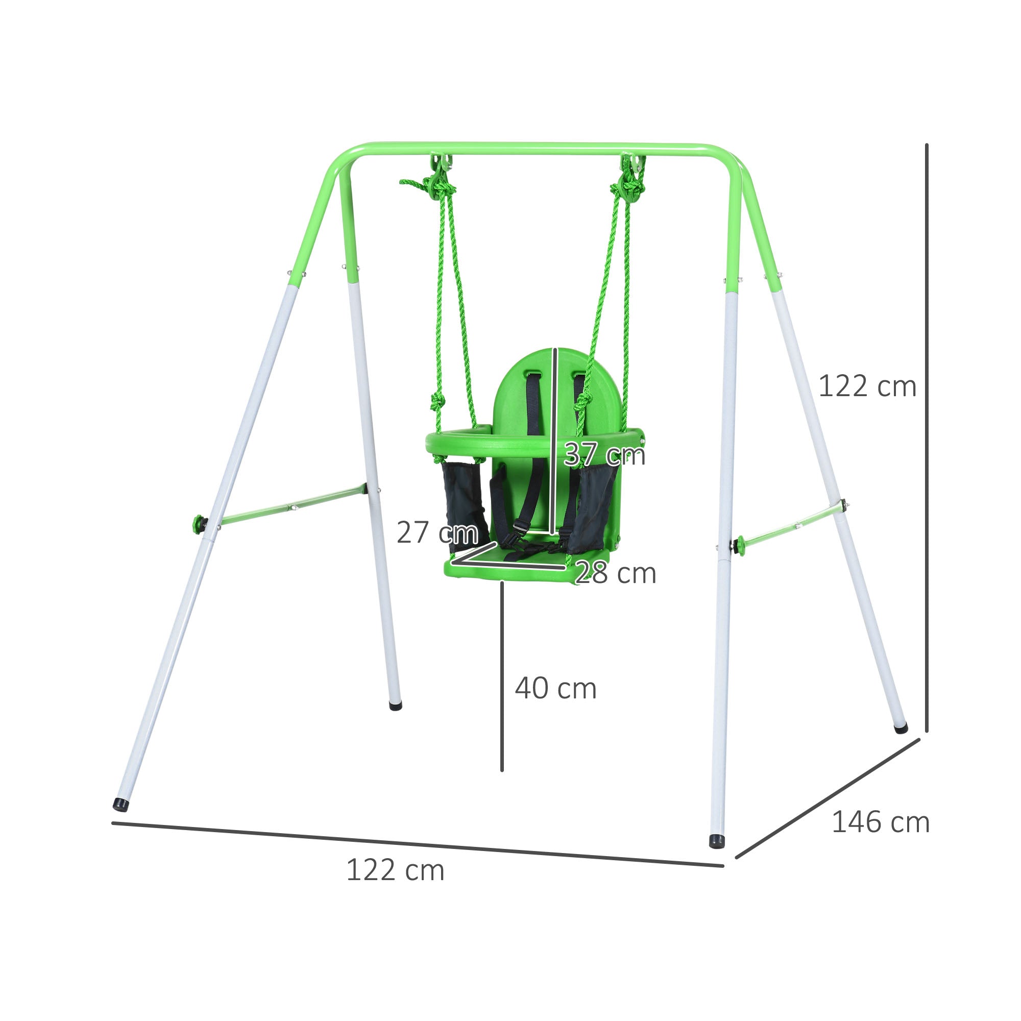 Baby Swing with Stand Kids Swing with Metal Frame Safety Belt Toddler Swing Swing Set for Indoor Outdoor Swing Seat Swing for Baby and Children