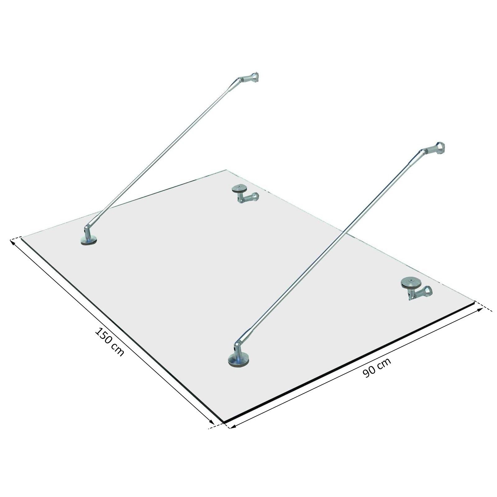 Canopy Glass Canopy Door Canopy, Tempered Glass, 304 Stainless Steel Clear Glass 150 x 90 cm