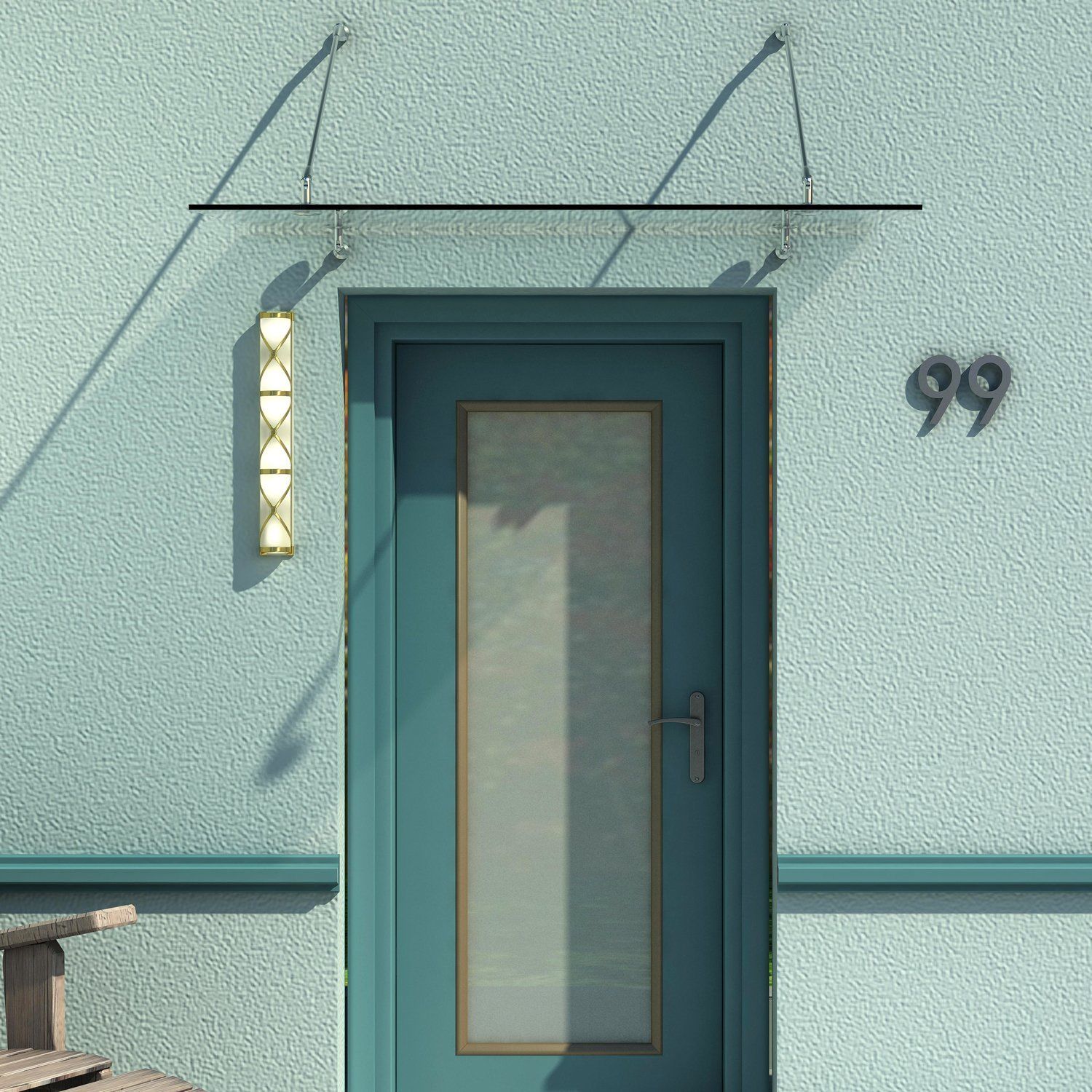 Canopy Glass Canopy Door Canopy, Tempered Glass, 304 Stainless Steel Clear Glass 150 x 90 cm