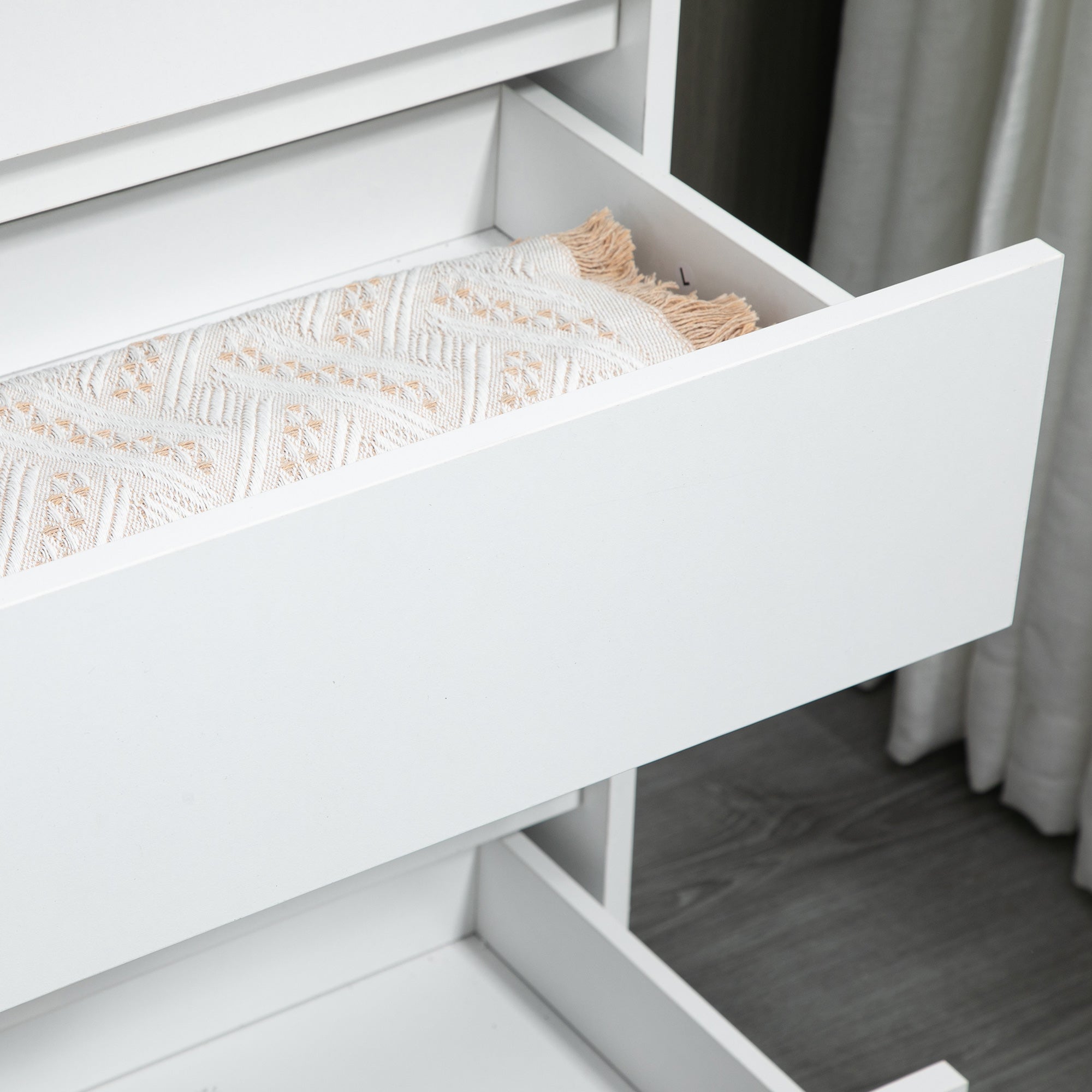 5-Drawer Wooden Chest of Drawers, Bedroom Chest of Drawers with Anti-Tip Device, 80x40x109 cm, White and Oak