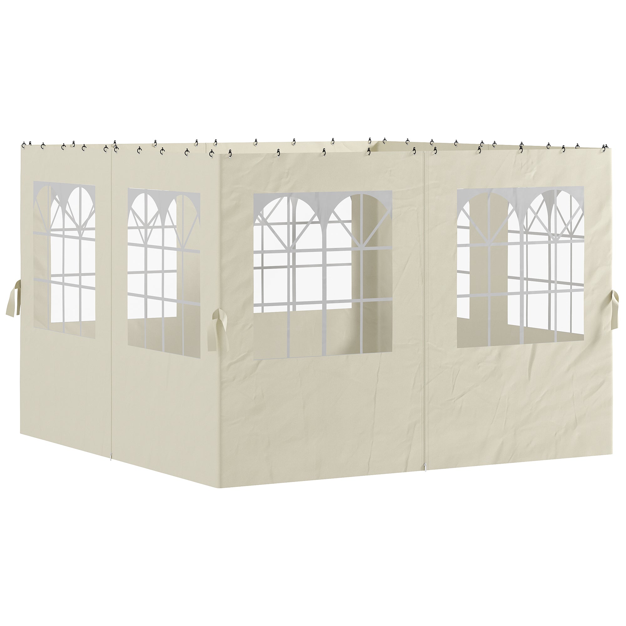 4 Side Walls for Gazebo 3x3m Canopy Walls with Hooks 8 Windows UV Protection Replacement Side for Outdoor Garden Party Cream