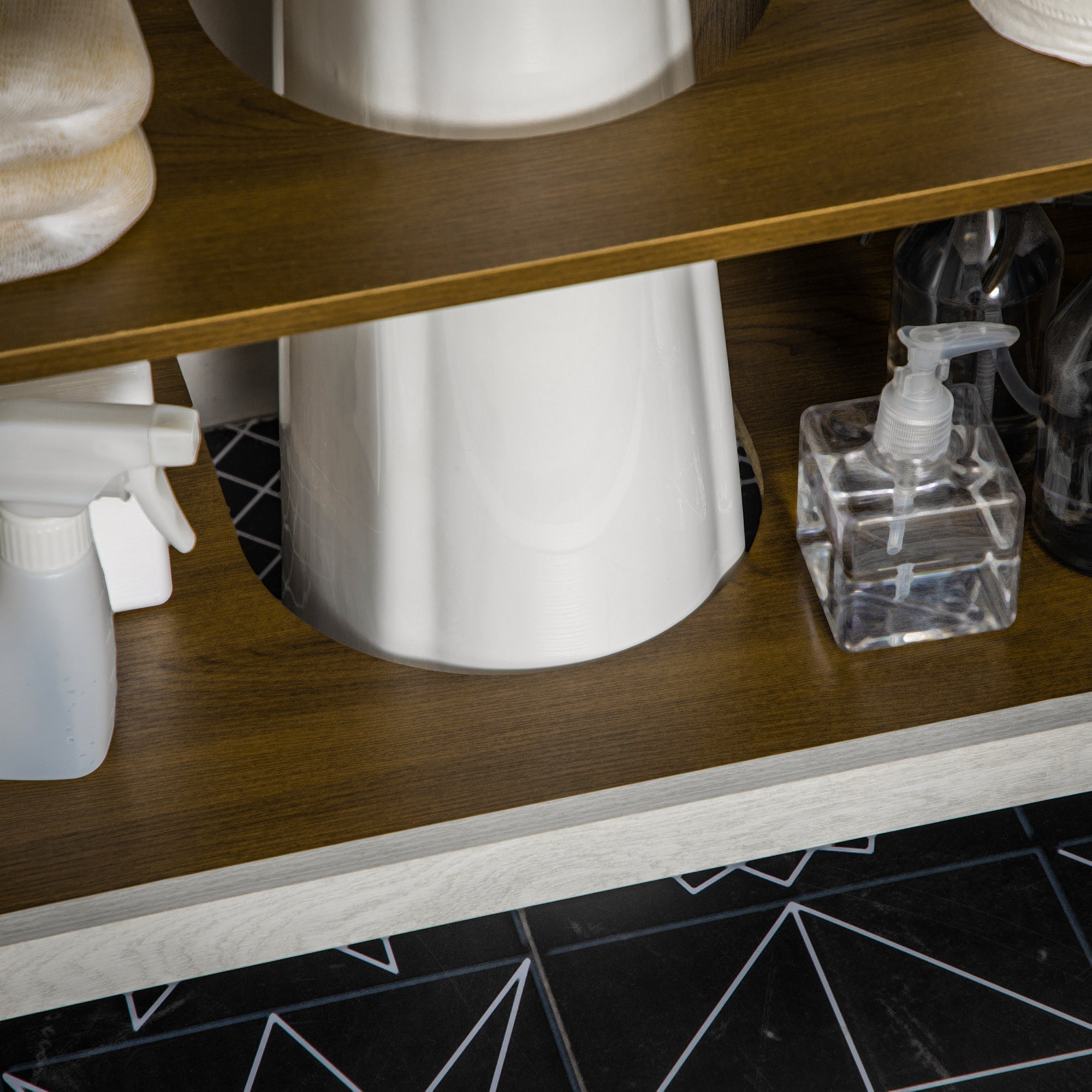 Under Sink Bathroom Cabinet Wooden Vanity Unit with 2 Doors and Adjustable Shelf Modern 60x30x60 cm White