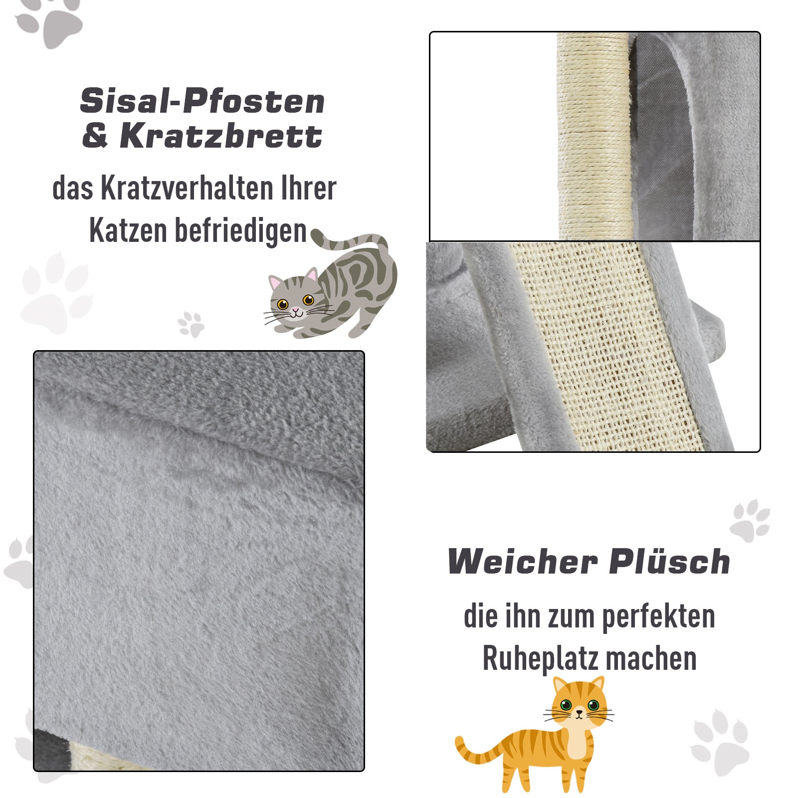 Cat Tree 83 cm Small Cat Scratching Post with Sisal Columns, Cat Scratching Tree, Cat Climbing Tree, Cat Tree, Cat Furniture Play Tree for Small Cats, Light Gray