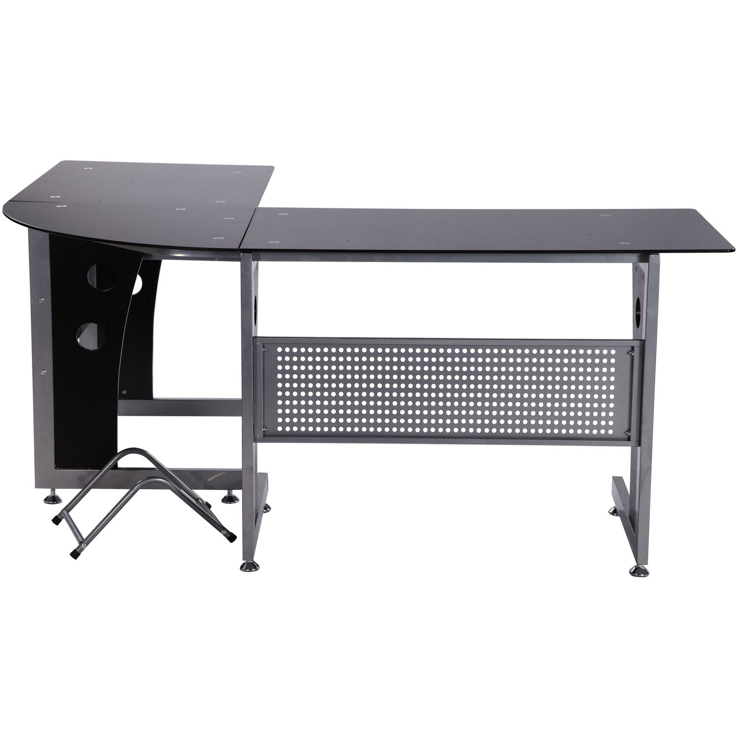 Computer Desk Corner Desk Office Desk PC Desk with Black Safety Glass L-shaped 164x139x75 cm