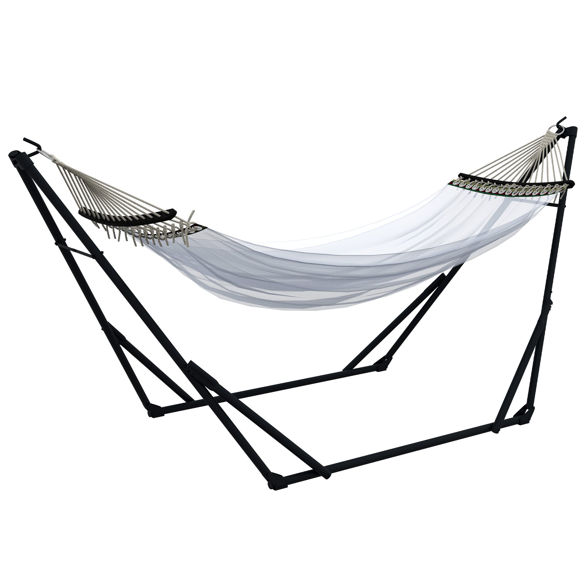 Hammock Stand, Hanging Chair Stand, Hammock Stand with Hammock, Carrying Bag, up to 120kg Capacity, Steel, 263 x 89 x 100 cm, Black