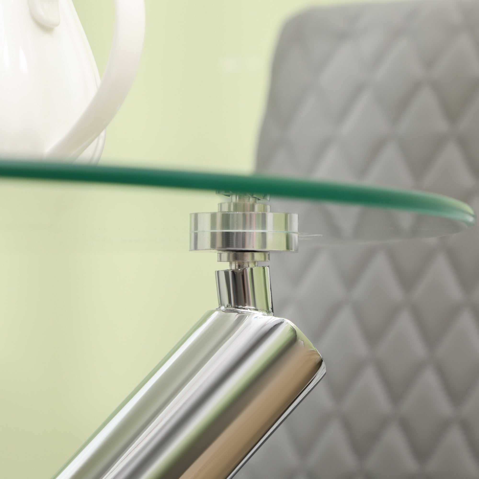 Dining Table, Round Kitchen Table for 4 Persons, Living Room Table, Glass Table, Coffee Table, Side Table, Steel, Ø80 x 74 cm, Transparent