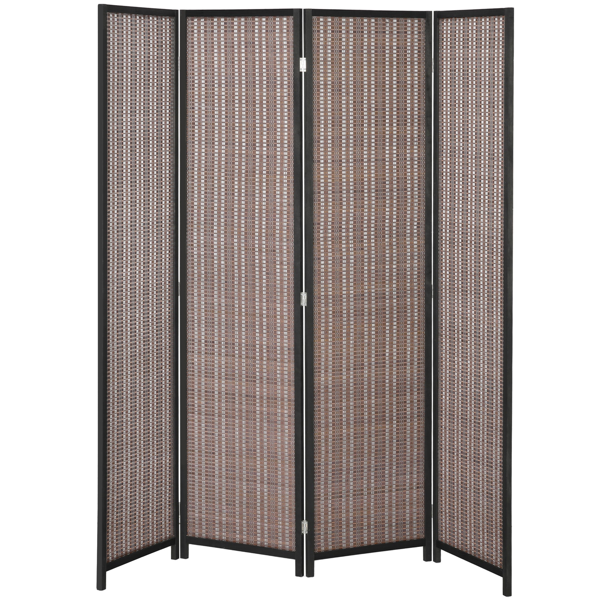 Indoor Wooden 4 Panel Room Divider 180 x 180 cm Foldable Partition Separator for Living Room Bedroom Home, Brown