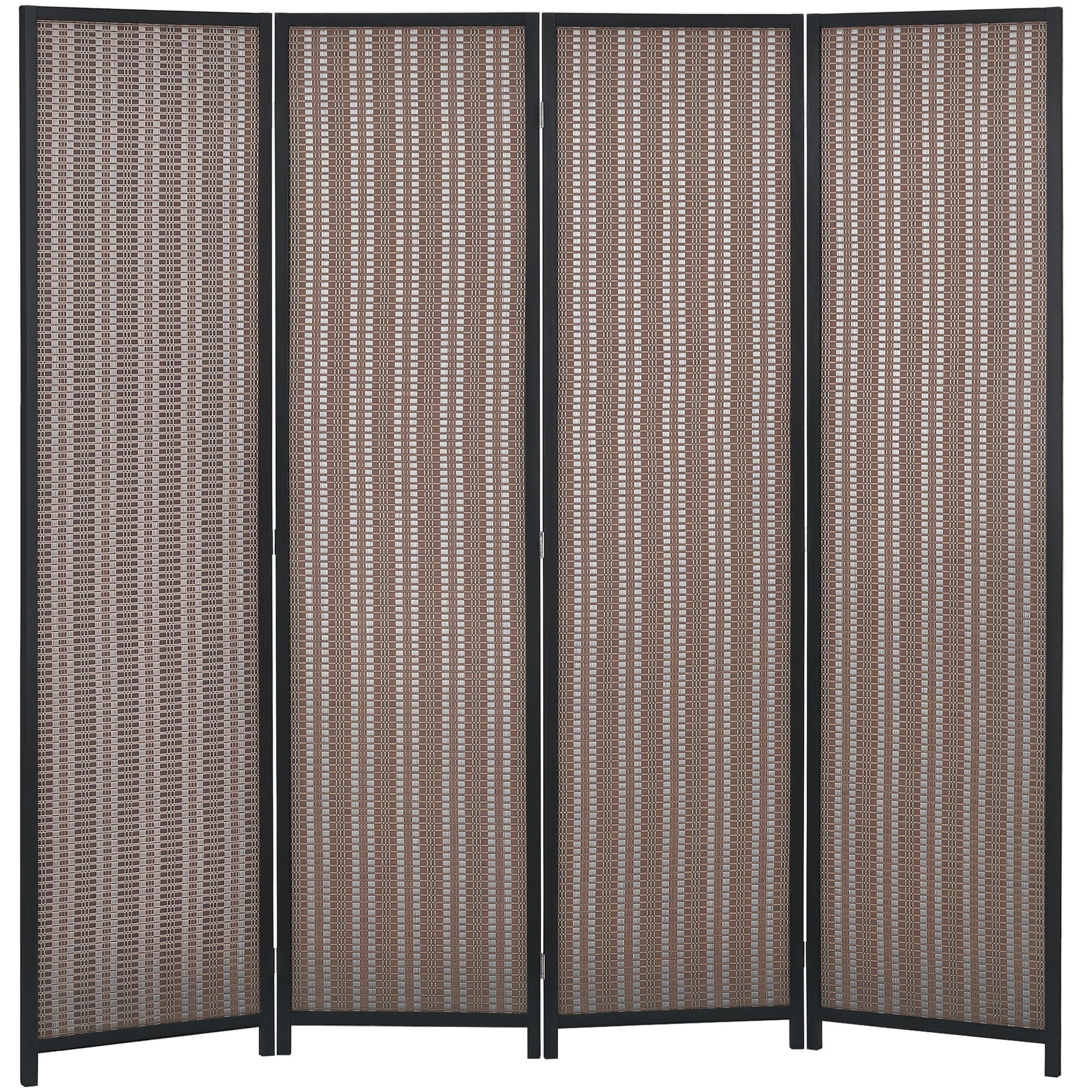Indoor Wooden 4 Panel Room Divider 180 x 180 cm Foldable Partition Separator for Living Room Bedroom Home, Brown