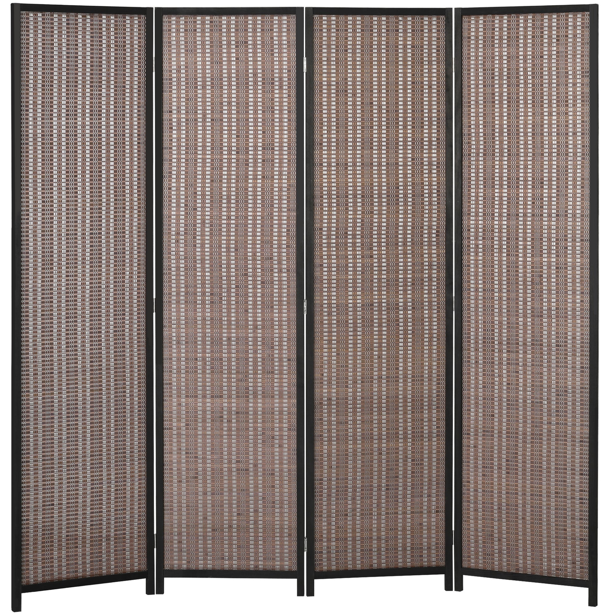 Indoor Wooden 4 Panel Room Divider 180 x 180 cm Foldable Partition Separator for Living Room Bedroom Home, Brown