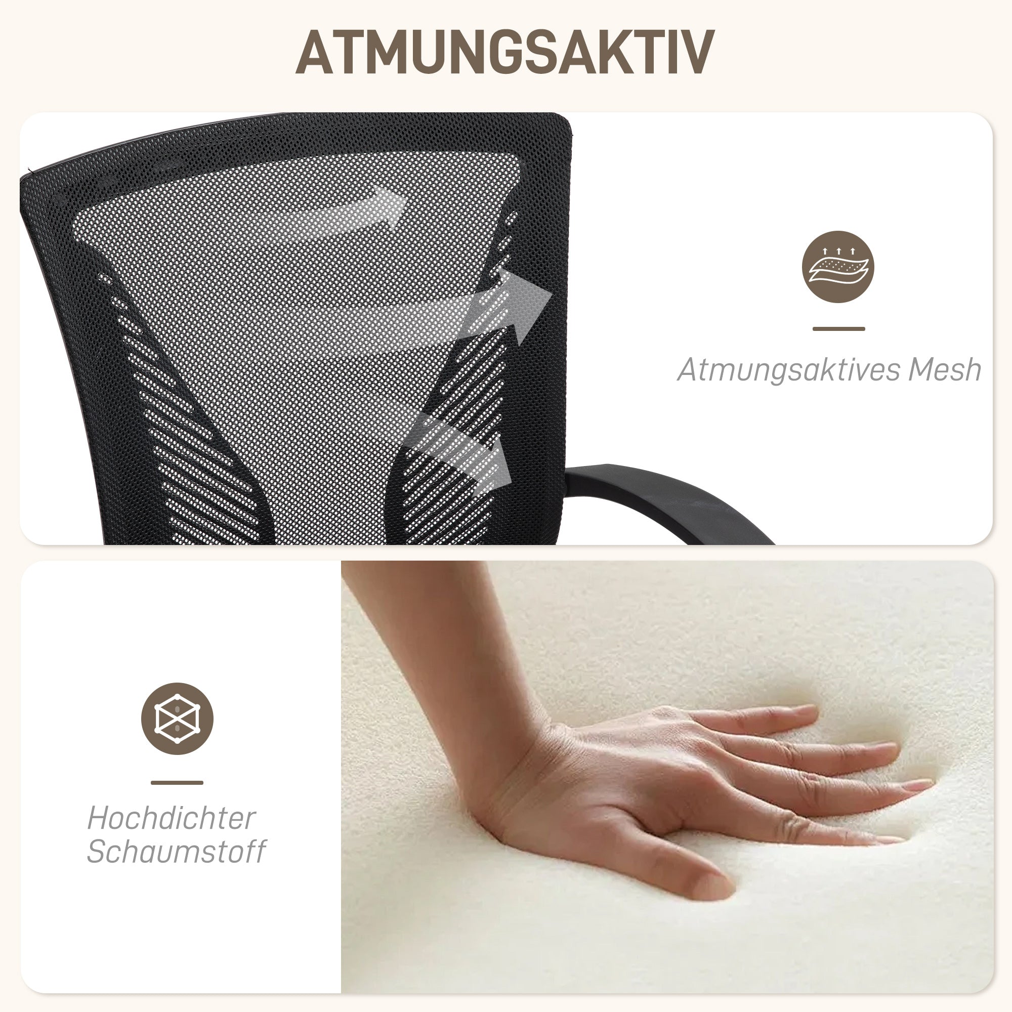 Office Chair with Tilt Function, Height Adjustable Desk Chair, Swivel Chair up to 120 kg, for Office, Study Room, Black