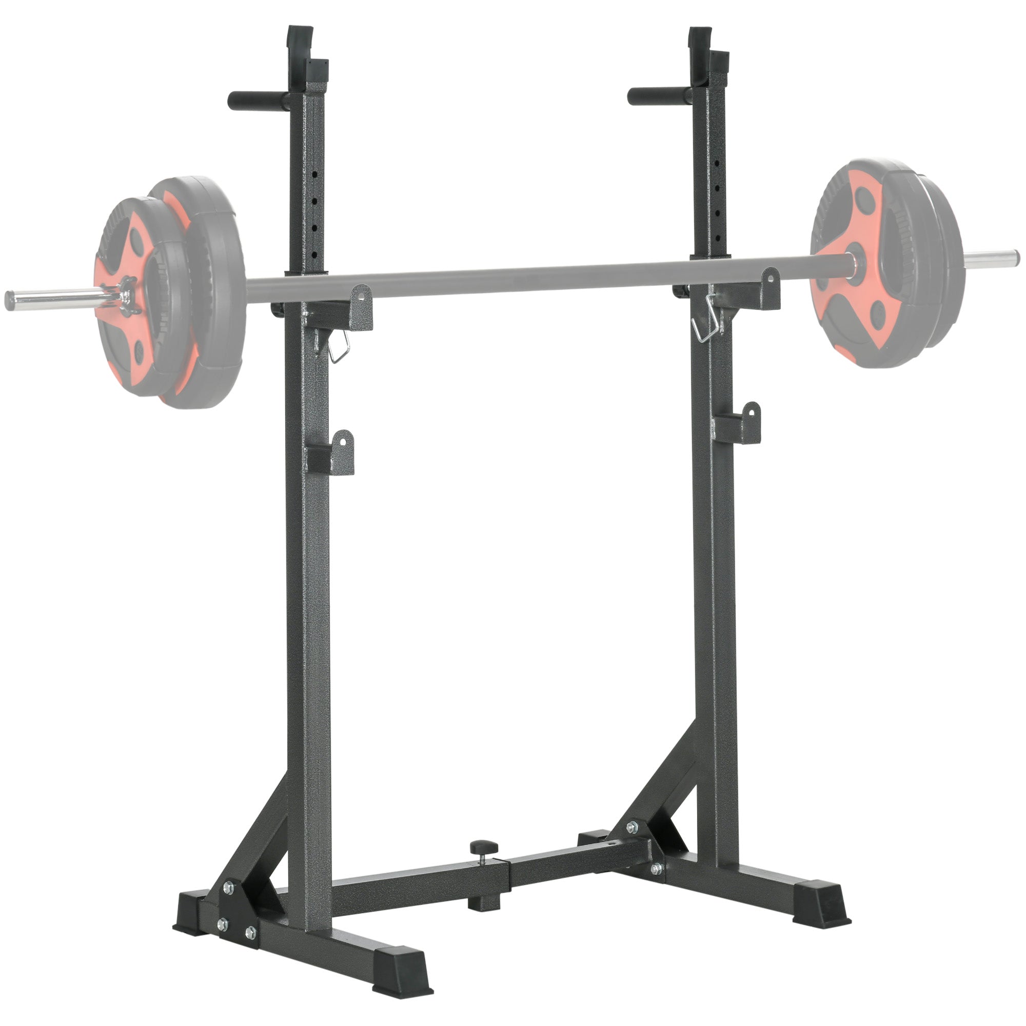 SPORTNOW Multifunctional Weight Bar Support with Adjustable Width and Height Muscular Rack with Steel Frame Load 150 kg for Gym Home Training Black