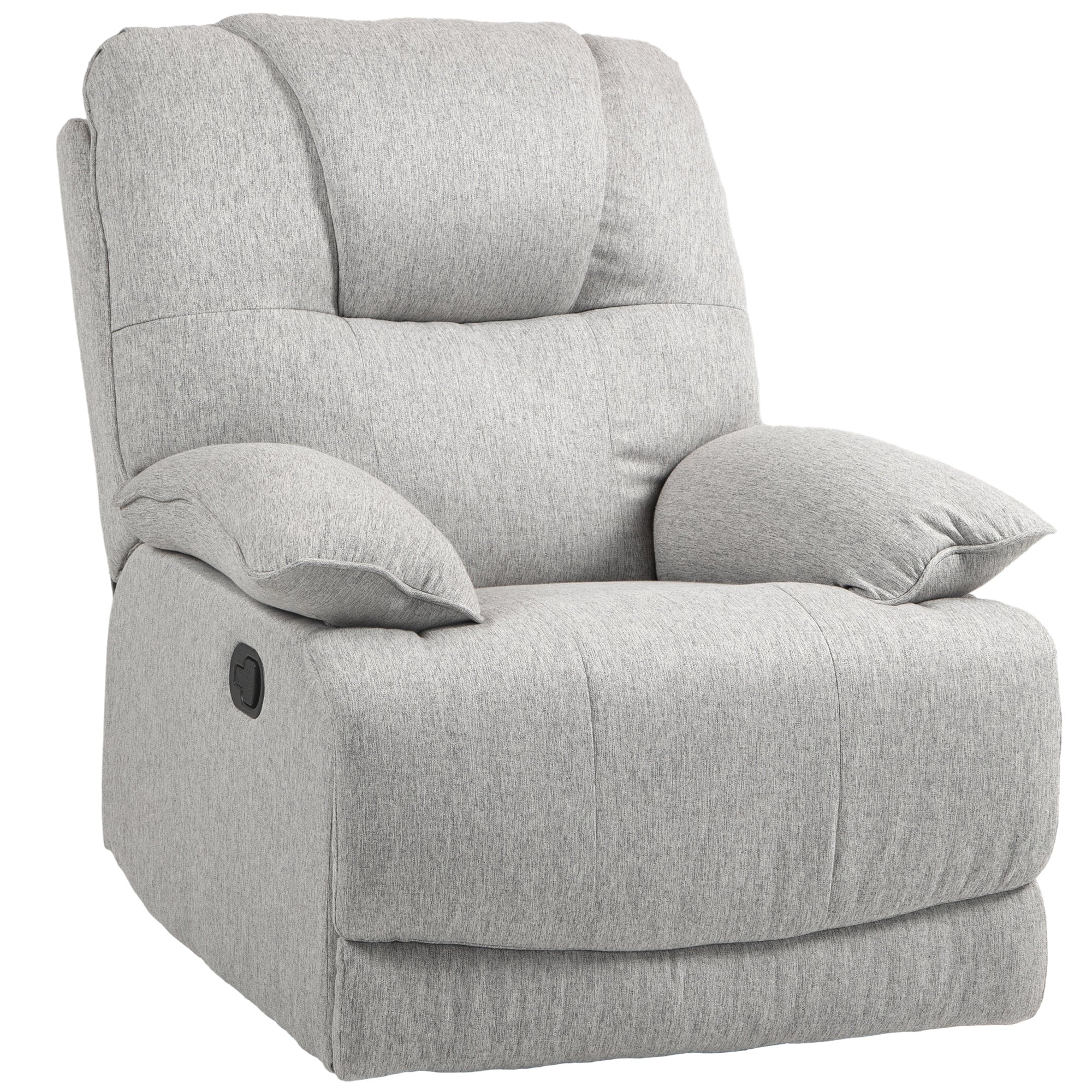 Recliner Armchair with Reclining Function, Footrest, TV Chair with Pocket Spring Padding, Linen Look, Armchair for Living Room, Gray