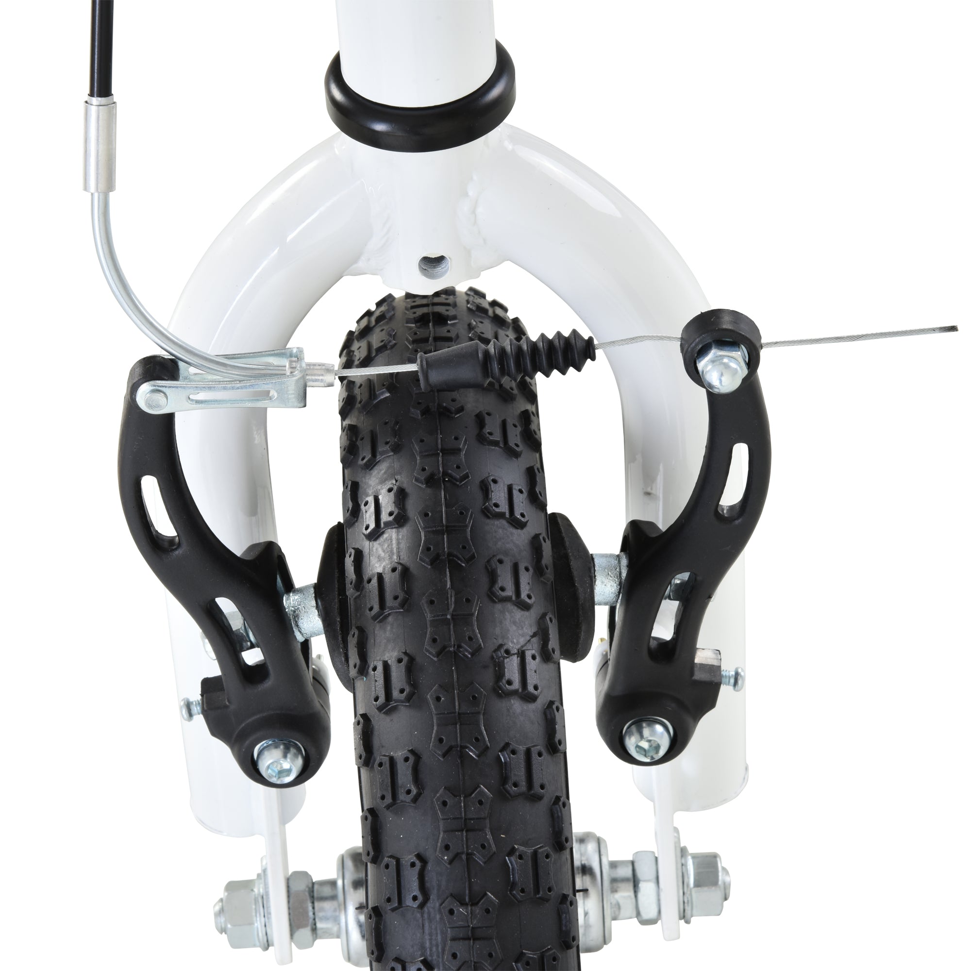 Scooter for Children Over 5 Years Old 2 Rubber Inflatable Tires with Handlebar Brakes Adjustable Non-Slip Pedal 120x58x85-95 cm White