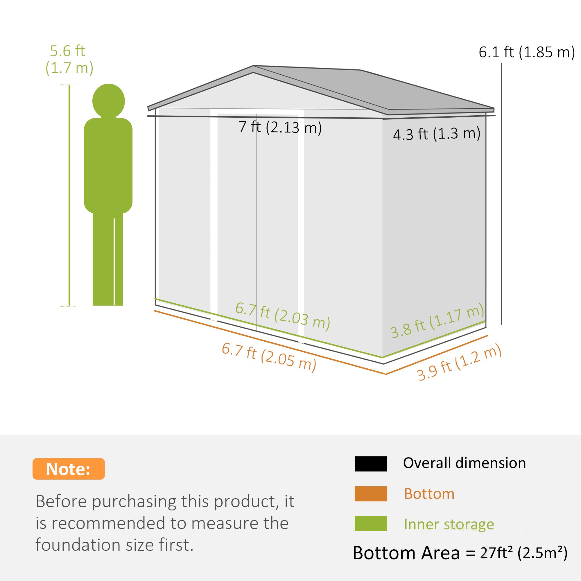 garden shed 2.42 m², garden house with pent roof, sliding door, foundation, 213 x 130 x 185 cm, tool shed made of galvanized steel, weatherproof, for garden, Dark grey