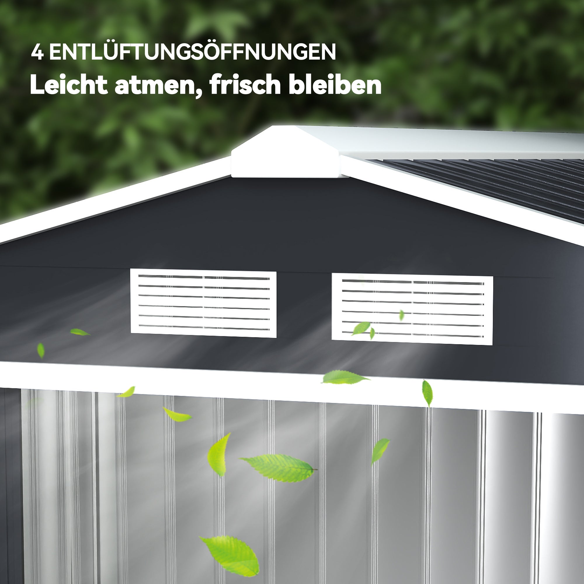 garden shed 2.42 m², garden house with pent roof, sliding door, foundation, 213 x 130 x 185 cm, tool shed made of galvanized steel, weatherproof, for garden, Dark grey