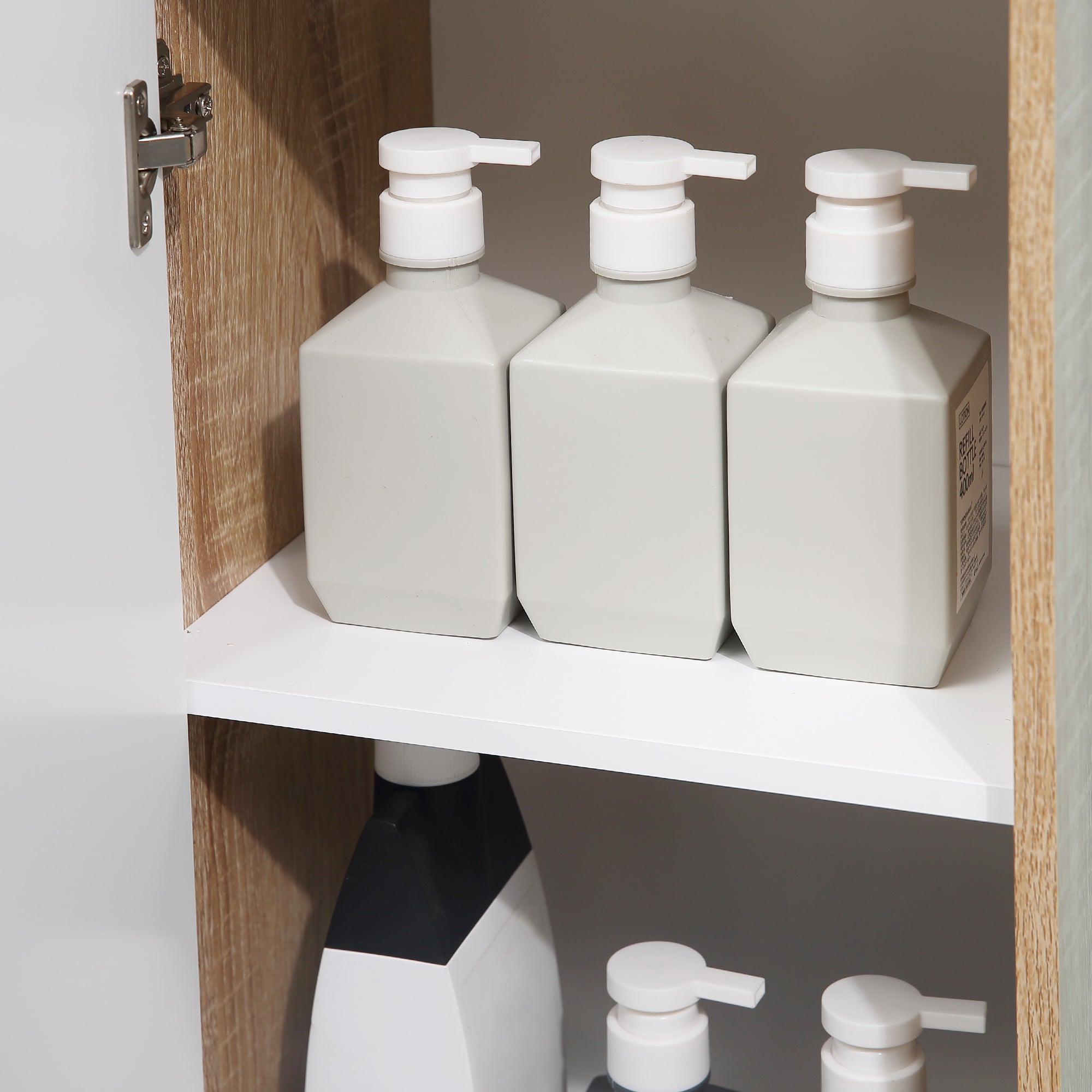 Bathroom Low Cabinet Wooden Auxiliary Furniture with Drawer and Cabinet with 2 Shelves for Living Room Bedroom Kitchen 32.6x30x90 cm Natural and White