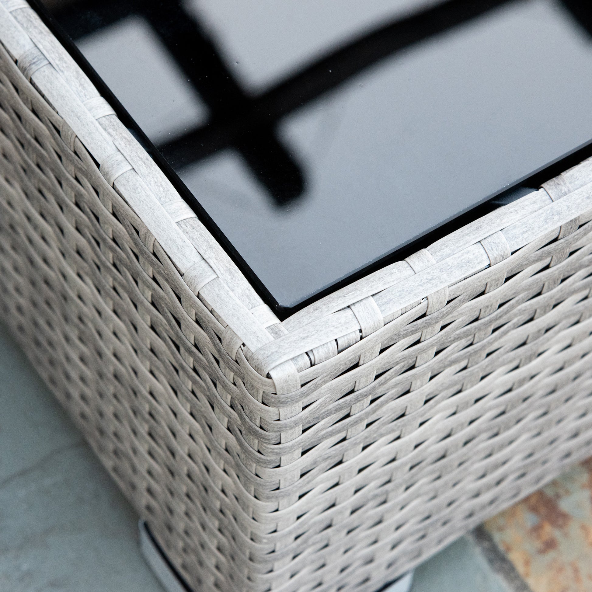 4-Piece PE Rattan Garden Furniture Set, Outdoor Lounge with 3 Sofas and 1 Coffee Table, Removable and Washable Cushions, Gray